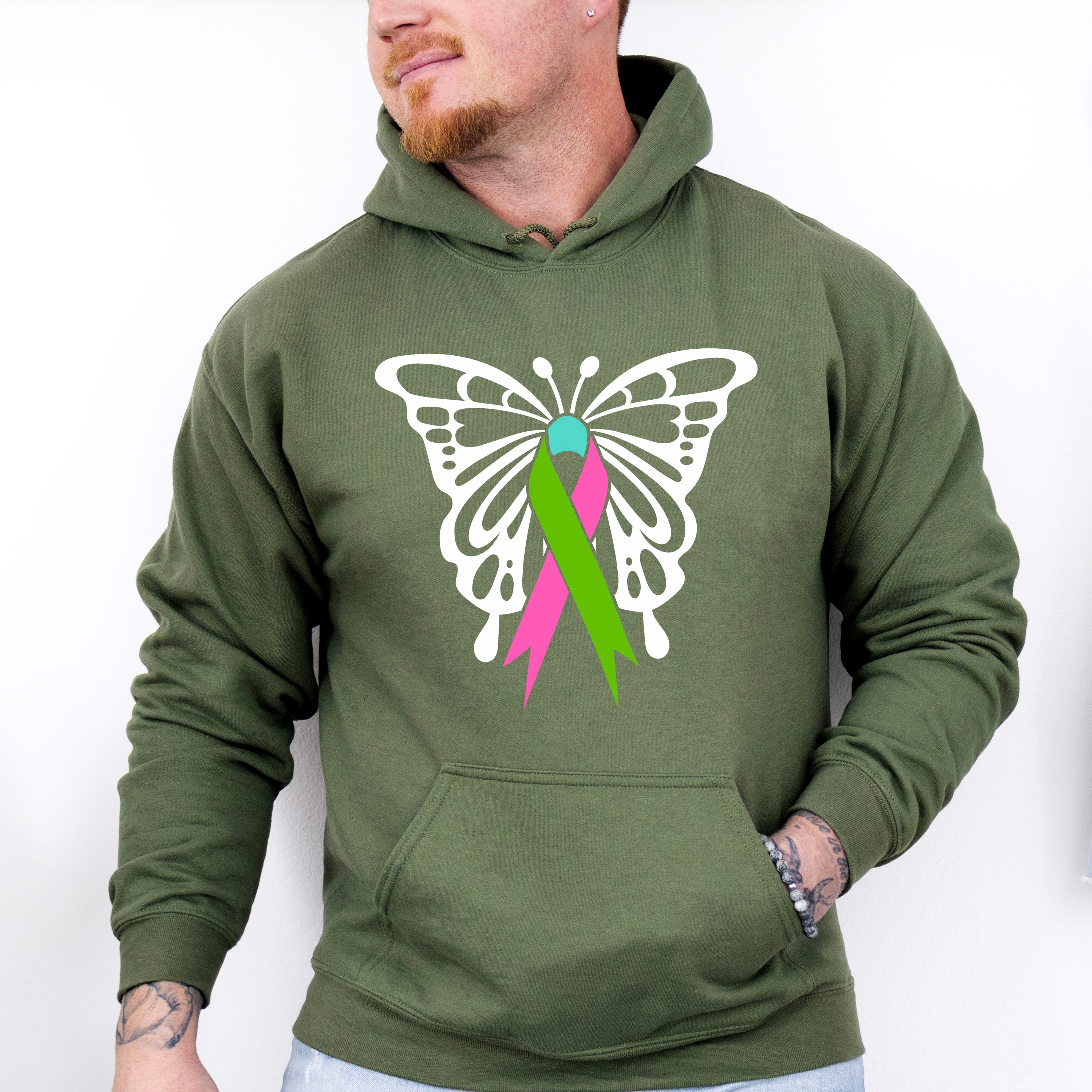 Butterfly Ribbon Design - Metastatic Breast Cancer Unisex Crewneck T-Shirt Sweatshirt Hoodie