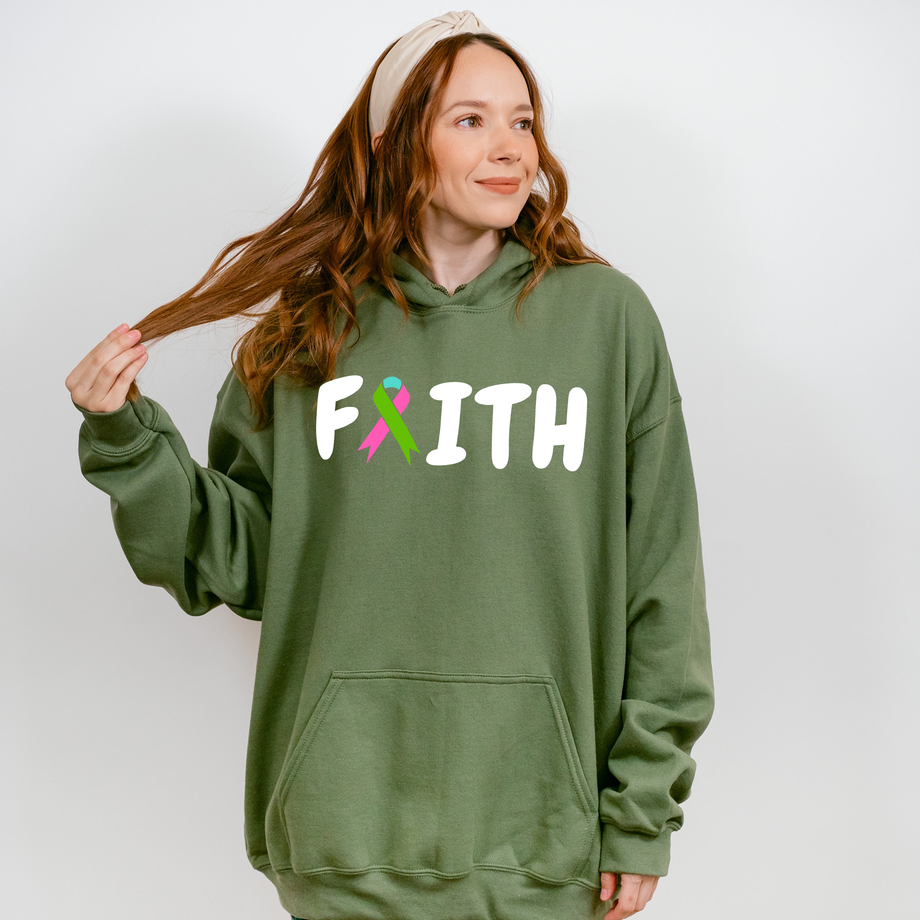 Faith Ribbon Design - Metastatic Breast Cancer Unisex Crewneck T-Shirt Sweatshirt Hoodie