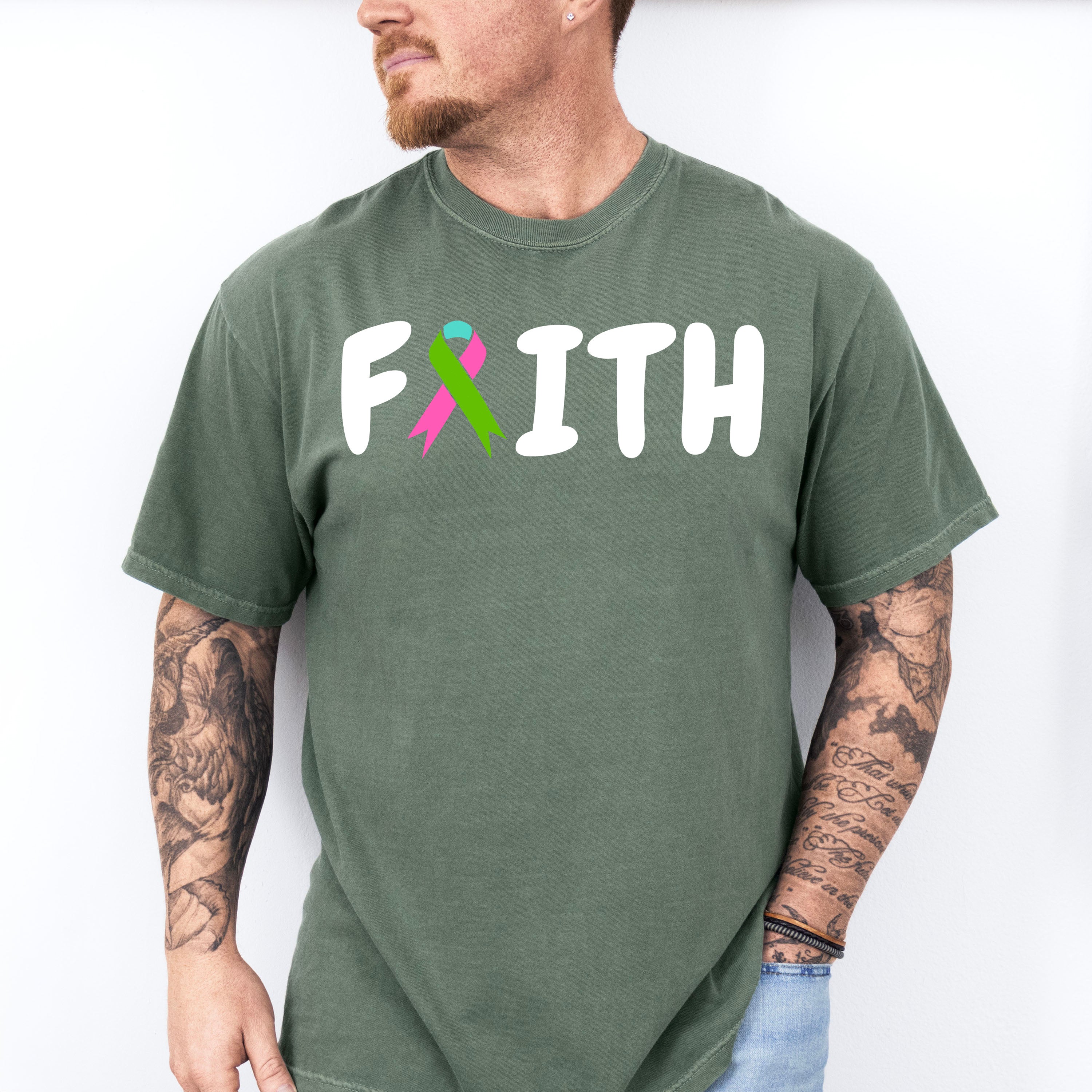 Faith Ribbon Design - Metastatic Breast Cancer Unisex Crewneck T-Shirt Sweatshirt Hoodie