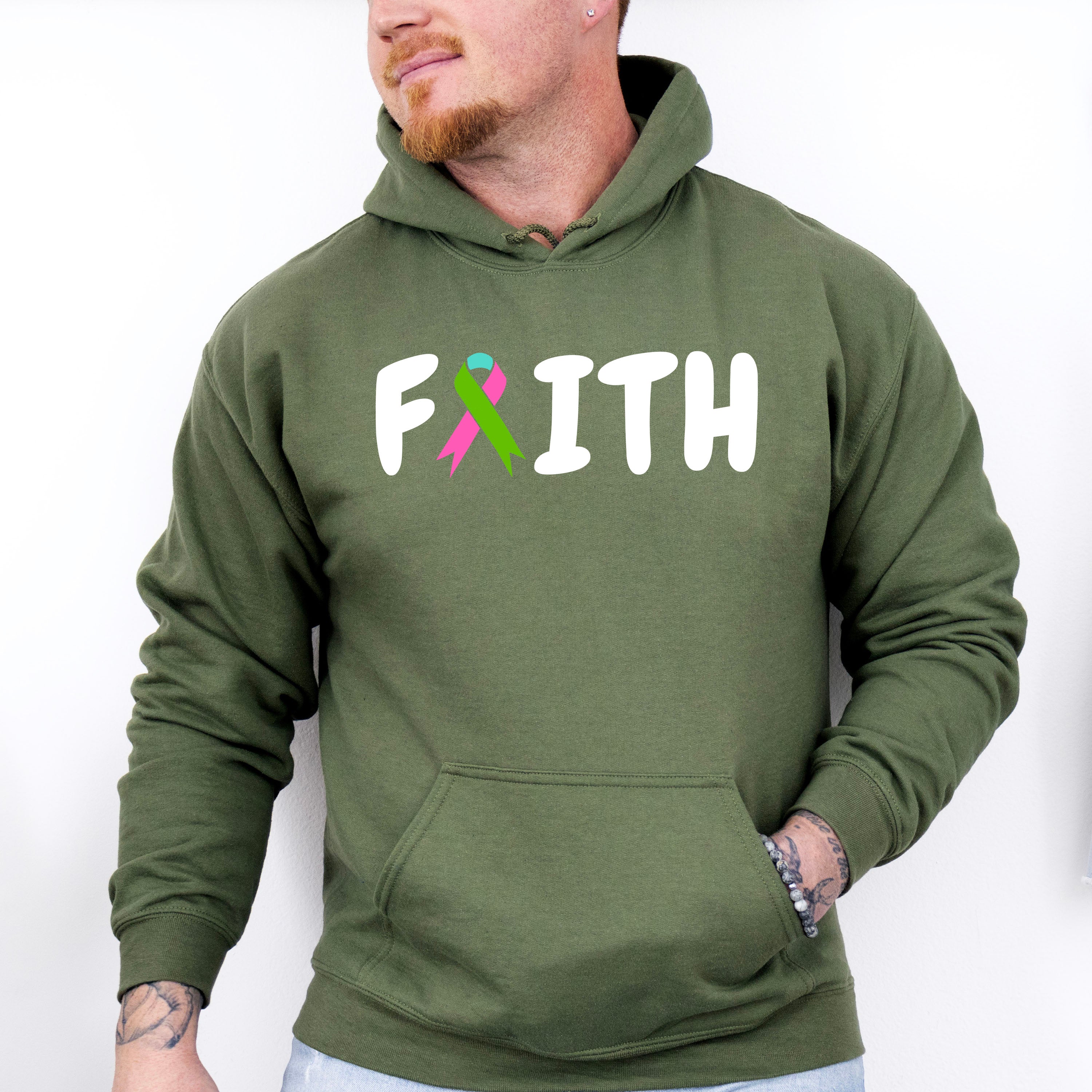 Faith Ribbon Design - Metastatic Breast Cancer Unisex Crewneck T-Shirt Sweatshirt Hoodie