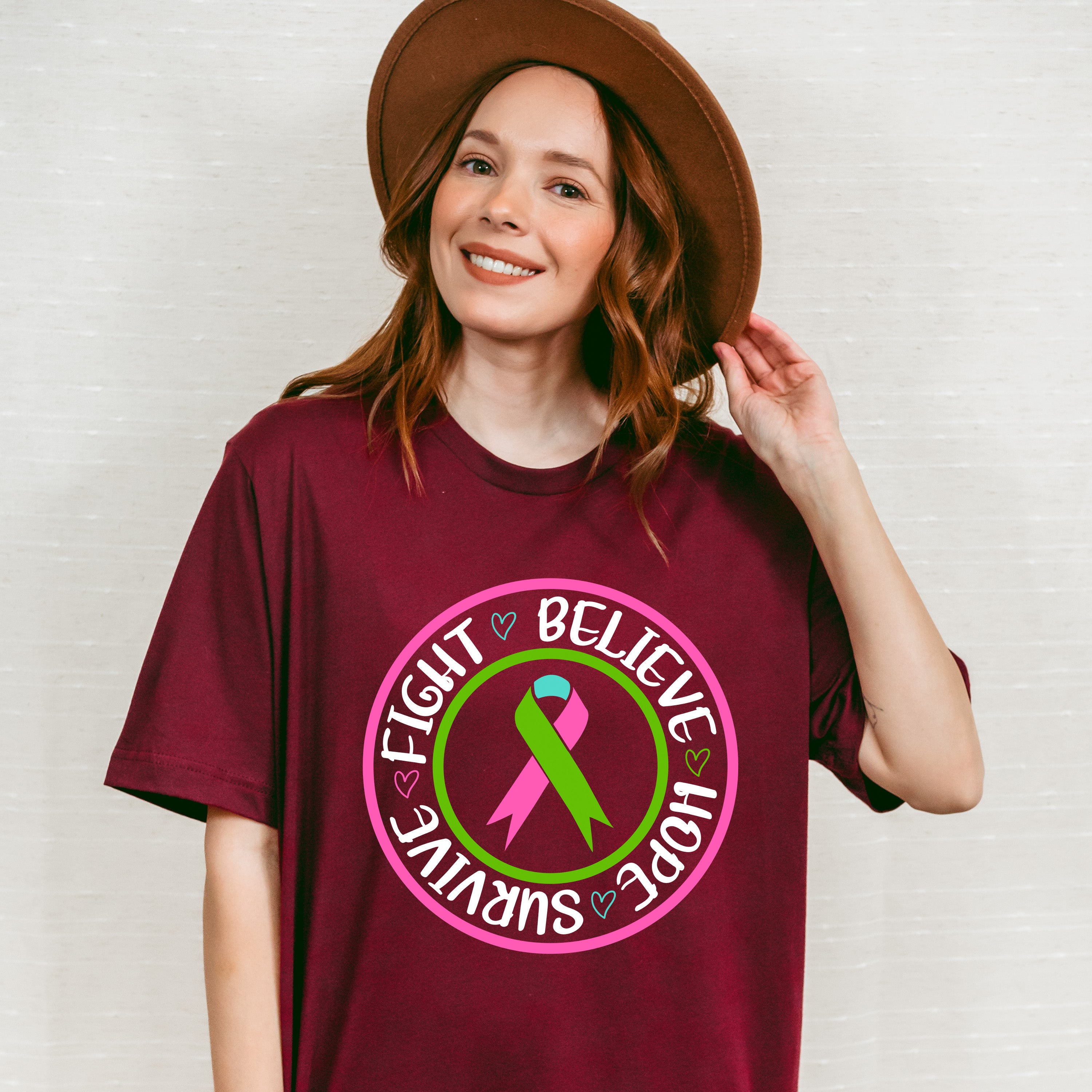 Fight Believe Hope Survive - Metastatic Breast Cancer Unisex Crewneck T-Shirt Sweatshirt Hoodie