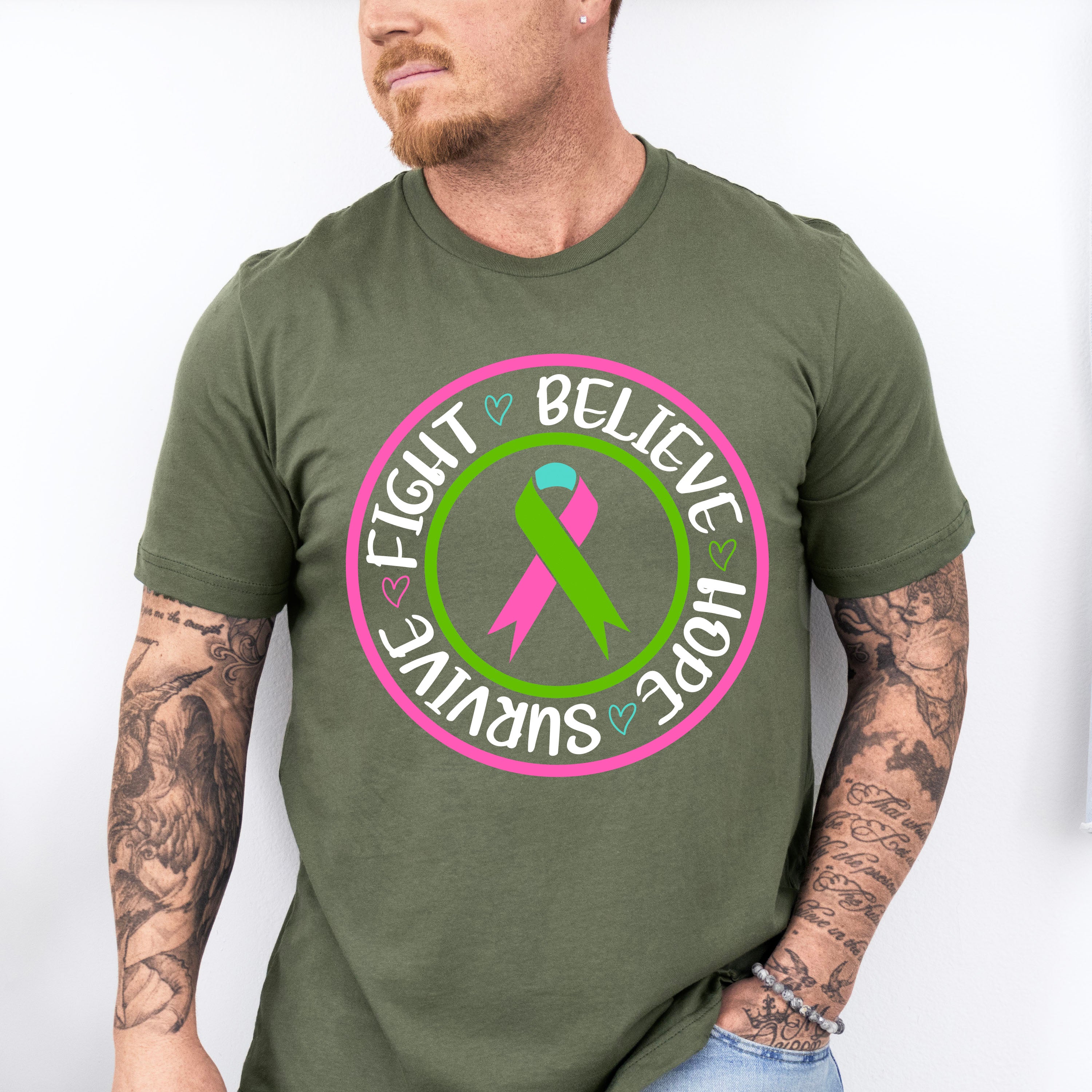 Fight Believe Hope Survive - Metastatic Breast Cancer Unisex Crewneck T-Shirt Sweatshirt Hoodie