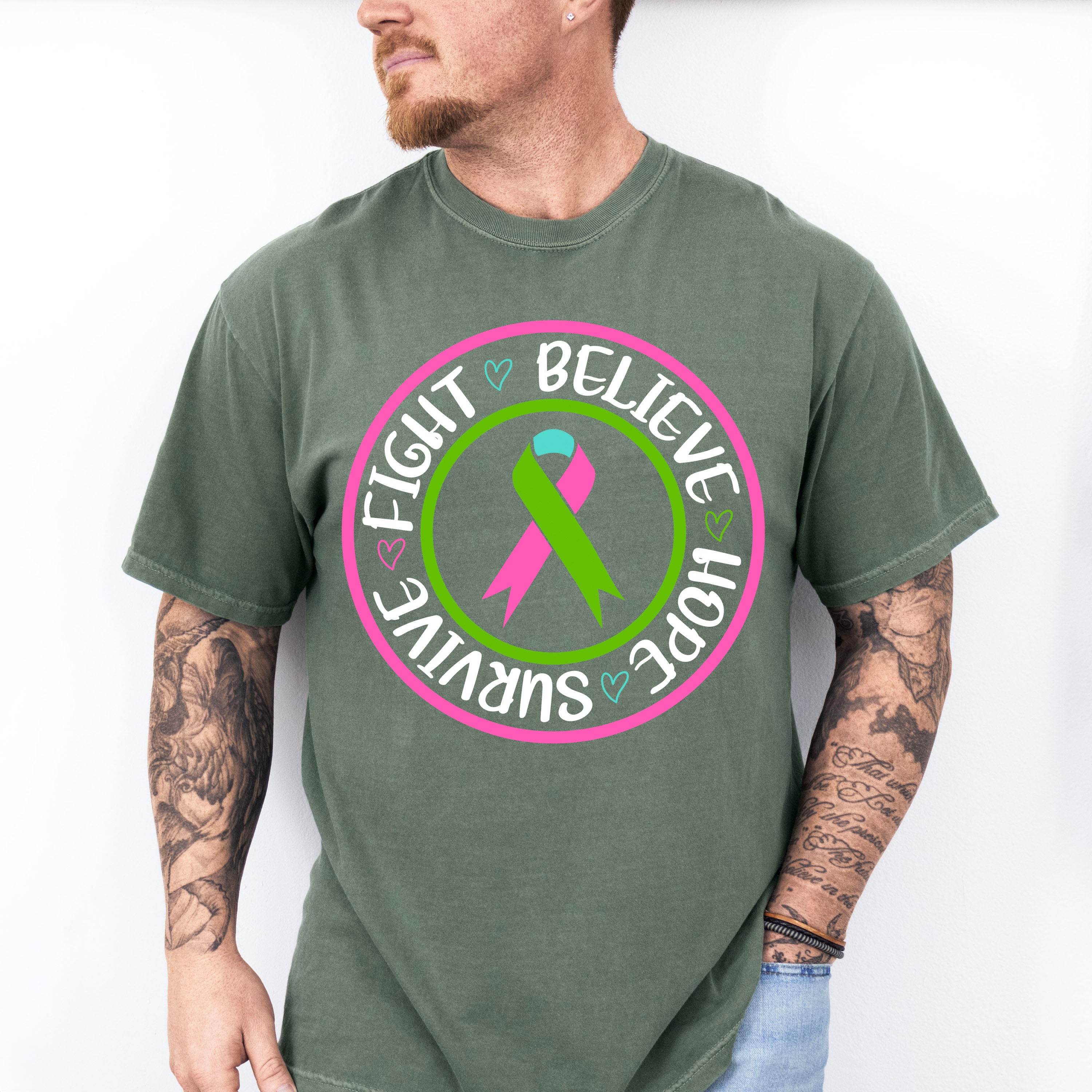 Fight Believe Hope Survive - Metastatic Breast Cancer Unisex Crewneck T-Shirt Sweatshirt Hoodie