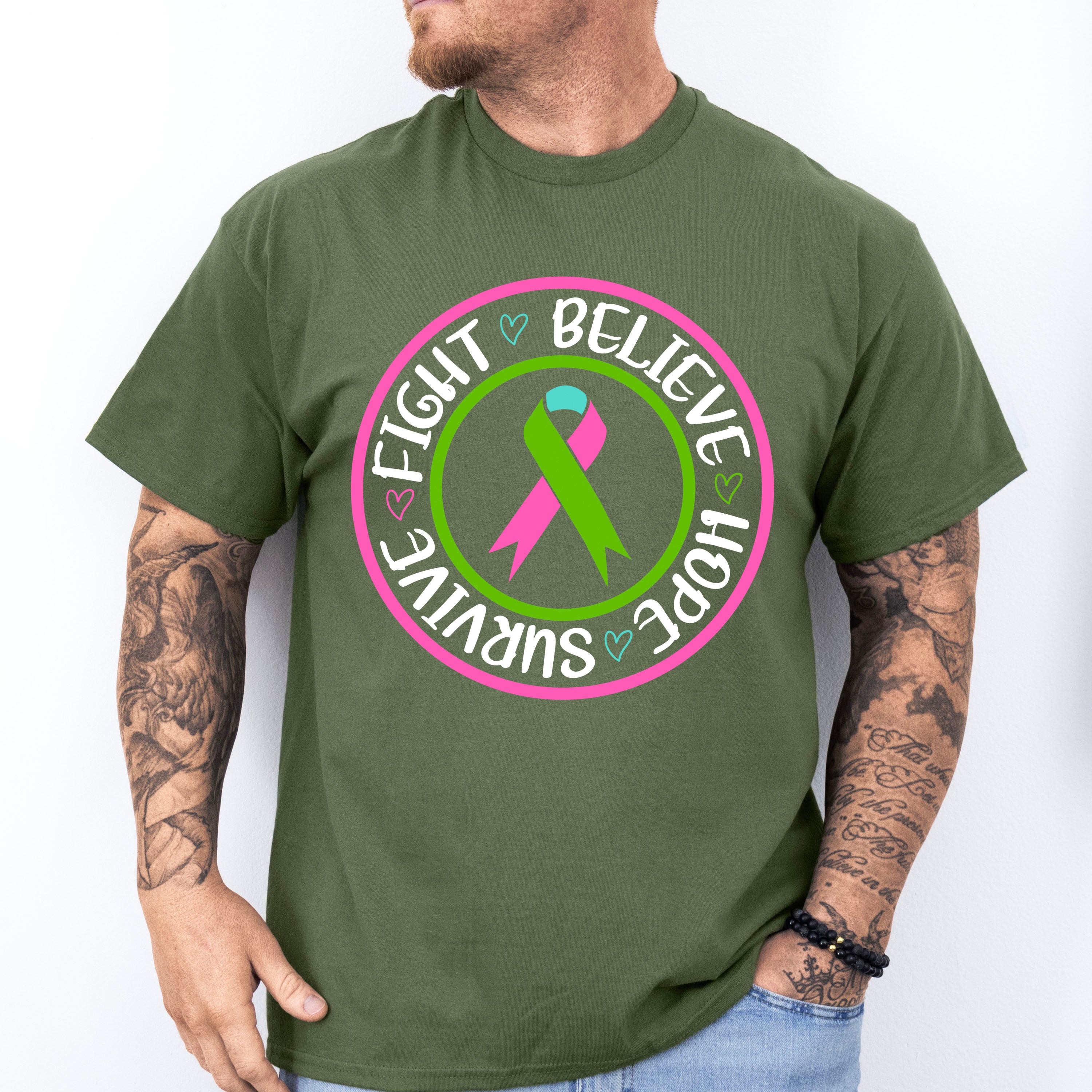 Fight Believe Hope Survive - Metastatic Breast Cancer Unisex Crewneck T-Shirt Sweatshirt Hoodie