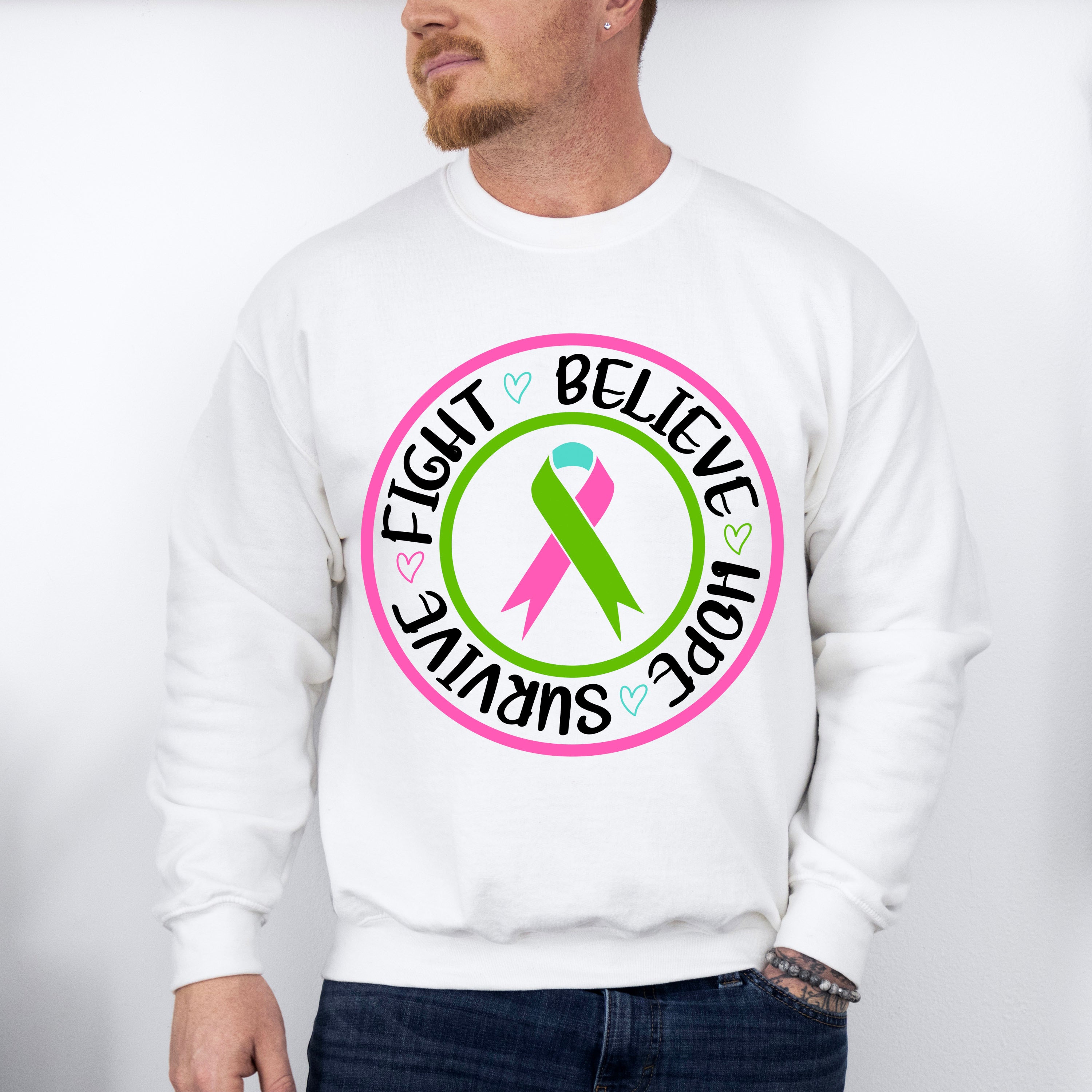 Fight Believe Hope Survive - Metastatic Breast Cancer Unisex Crewneck T-Shirt Sweatshirt Hoodie