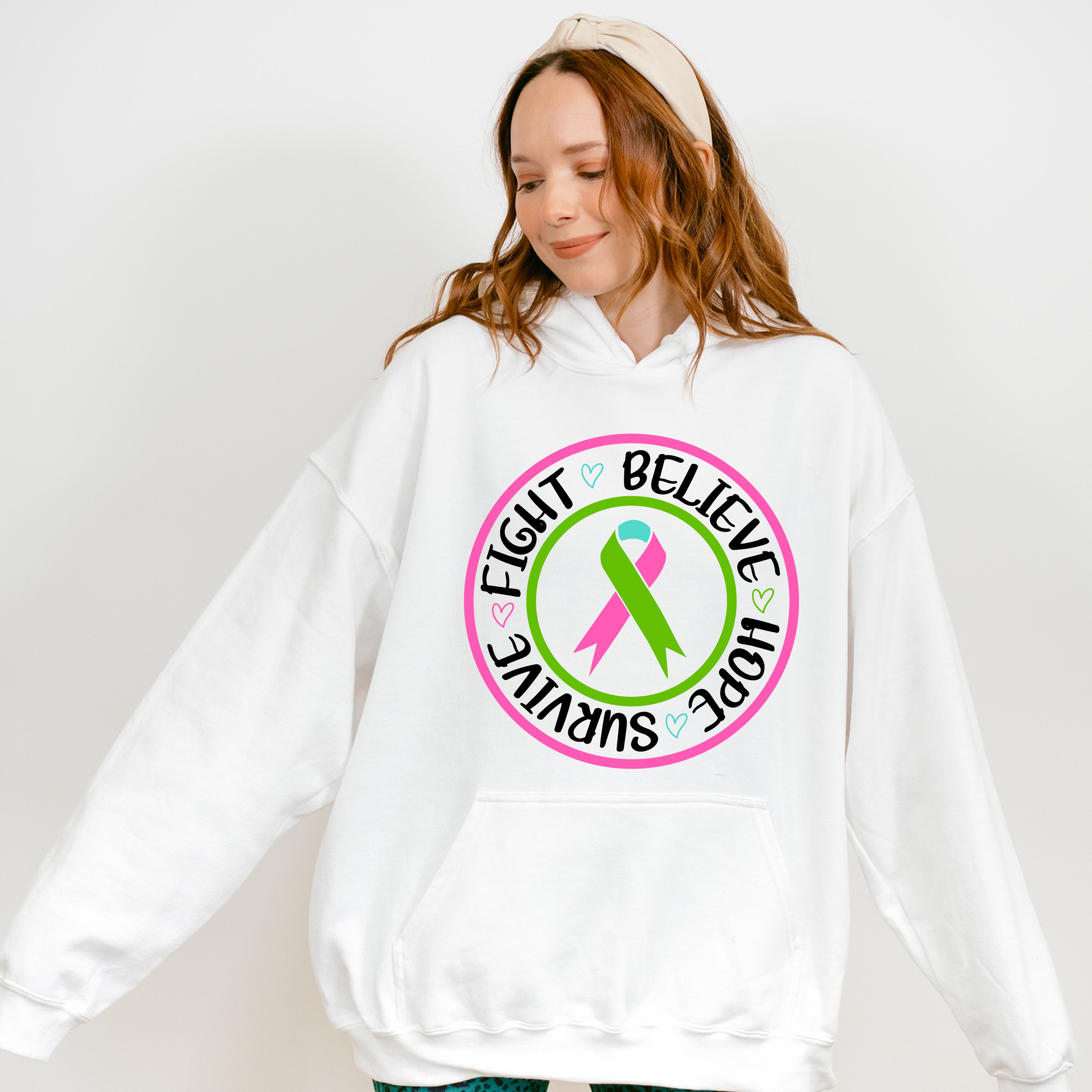 Fight Believe Hope Survive - Metastatic Breast Cancer Unisex Crewneck T-Shirt Sweatshirt Hoodie