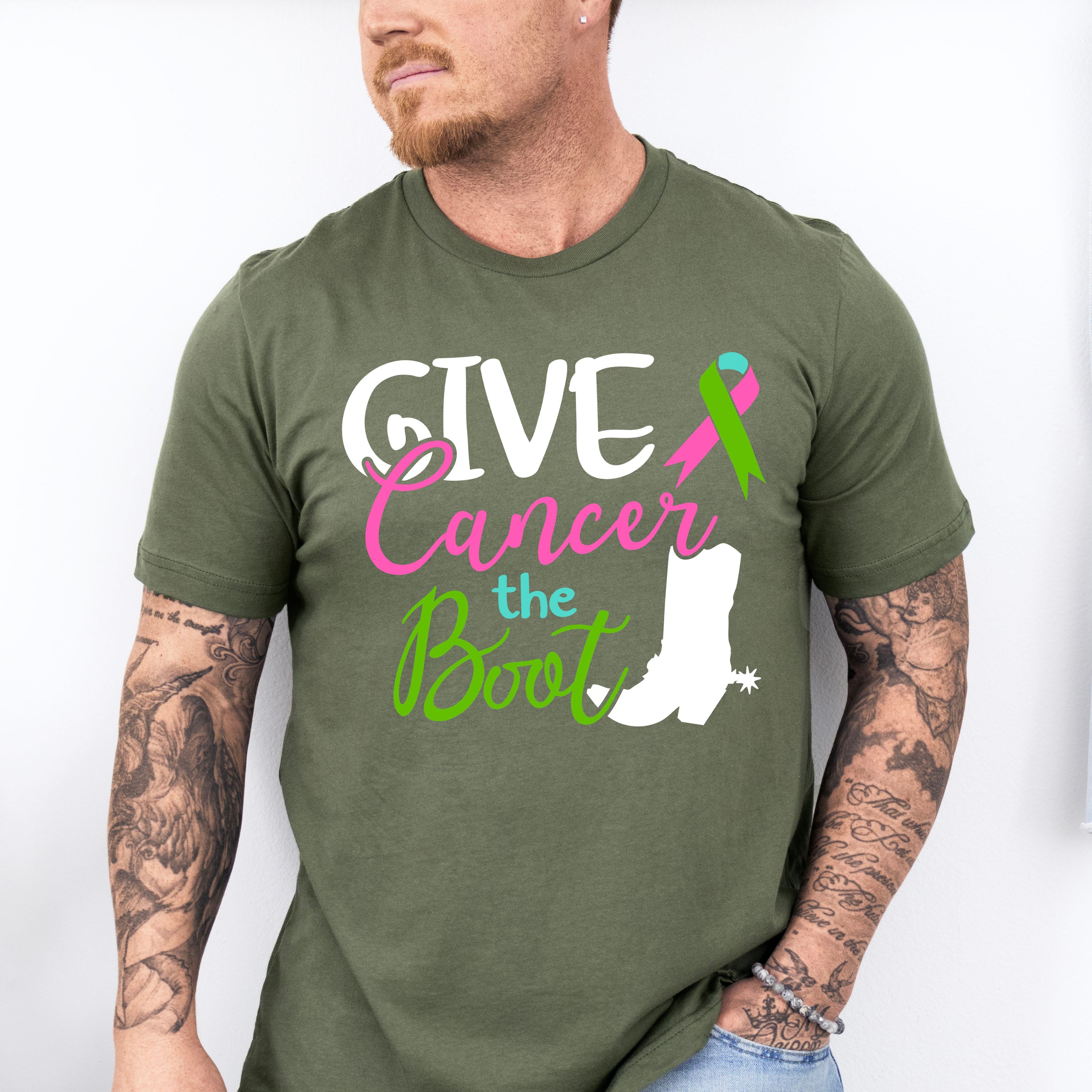 Give Cancer The Boot - Metastatic Breast Cancer Unisex Crewneck T-Shirt Sweatshirt Hoodie