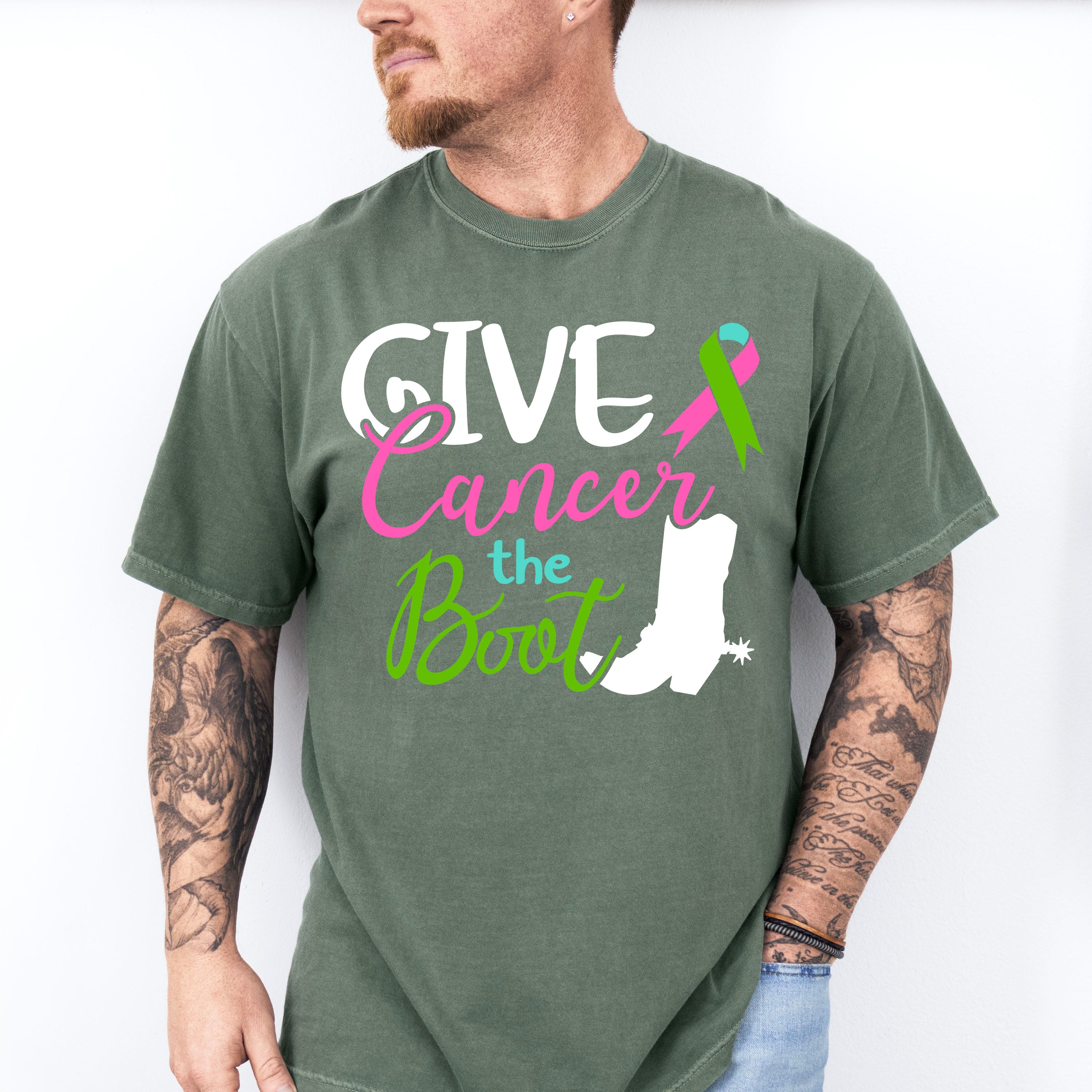 Give Cancer The Boot - Metastatic Breast Cancer Unisex Crewneck T-Shirt Sweatshirt Hoodie