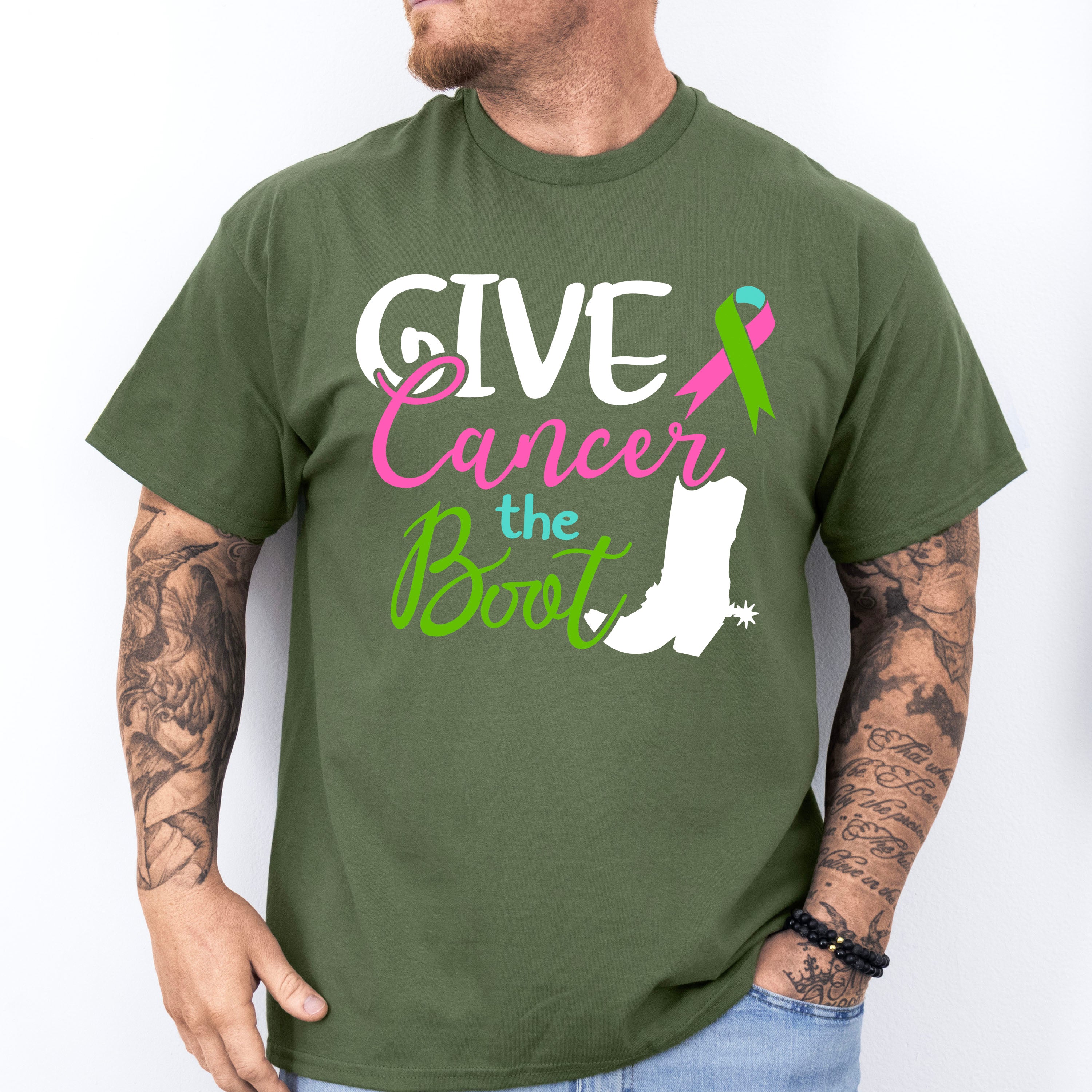 Give Cancer The Boot - Metastatic Breast Cancer Unisex Crewneck T-Shirt Sweatshirt Hoodie