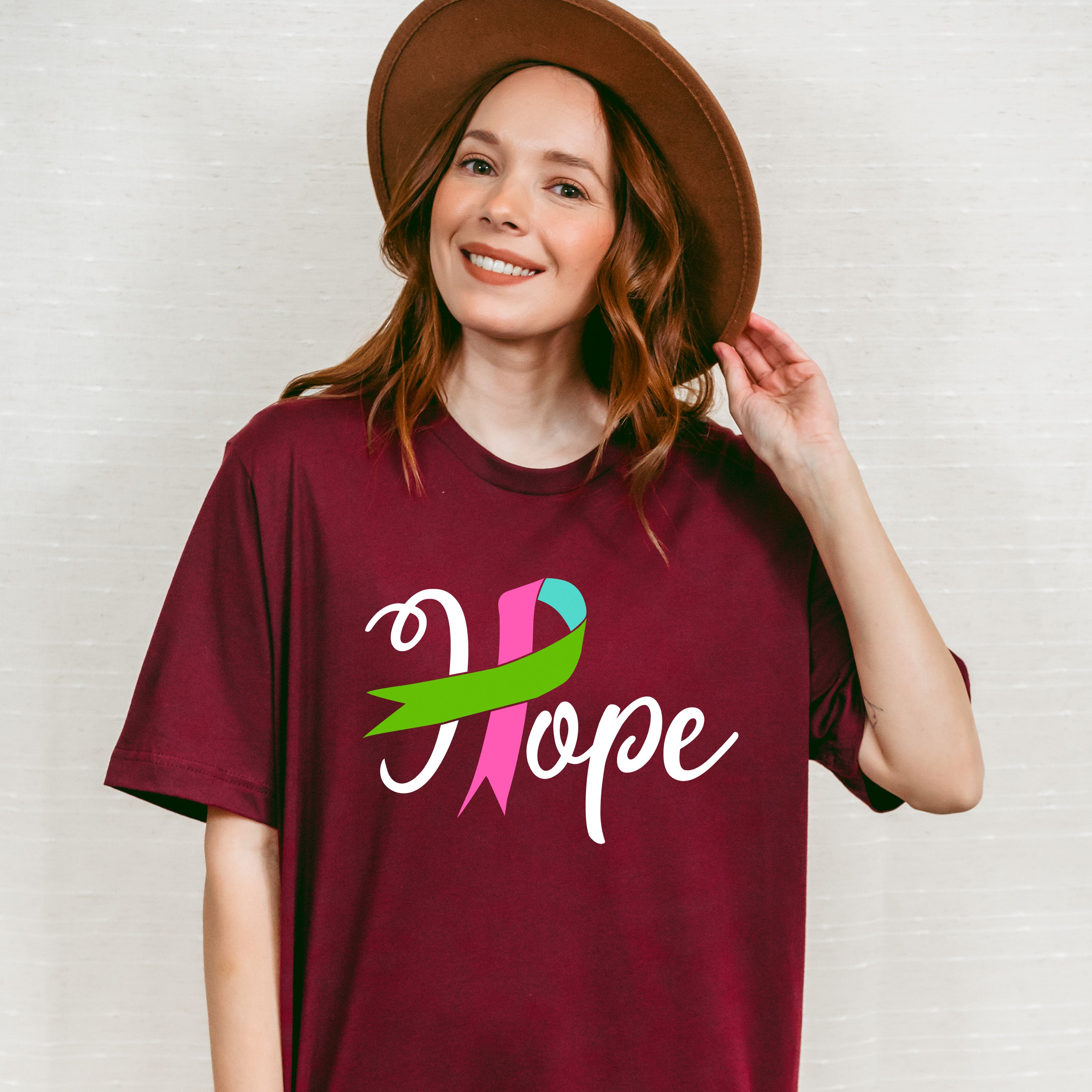 Hope Ribbon Design - Metastatic Breast Cancer Unisex Crewneck T-Shirt Sweatshirt Hoodie