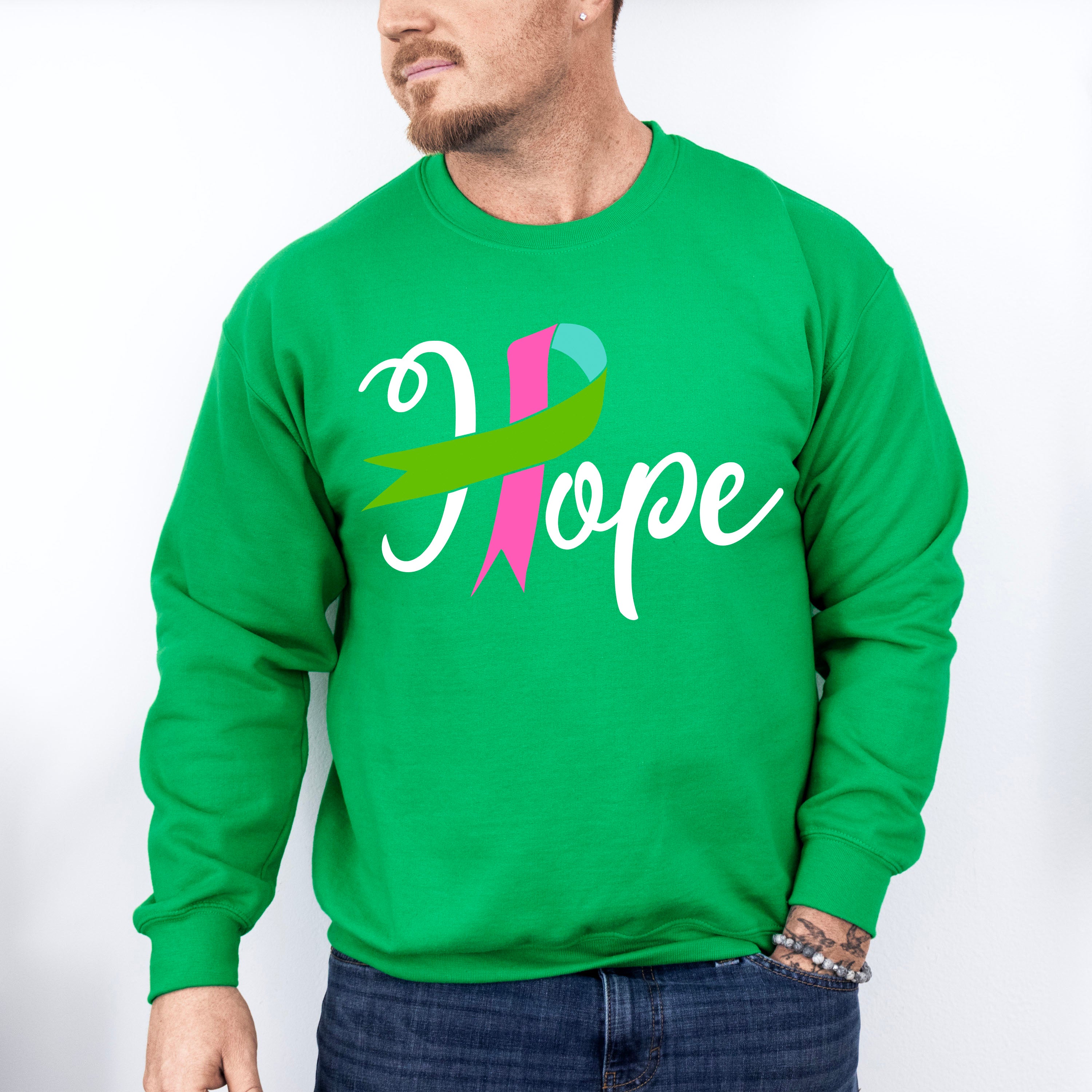 Hope Ribbon Design - Metastatic Breast Cancer Unisex Crewneck T-Shirt Sweatshirt Hoodie