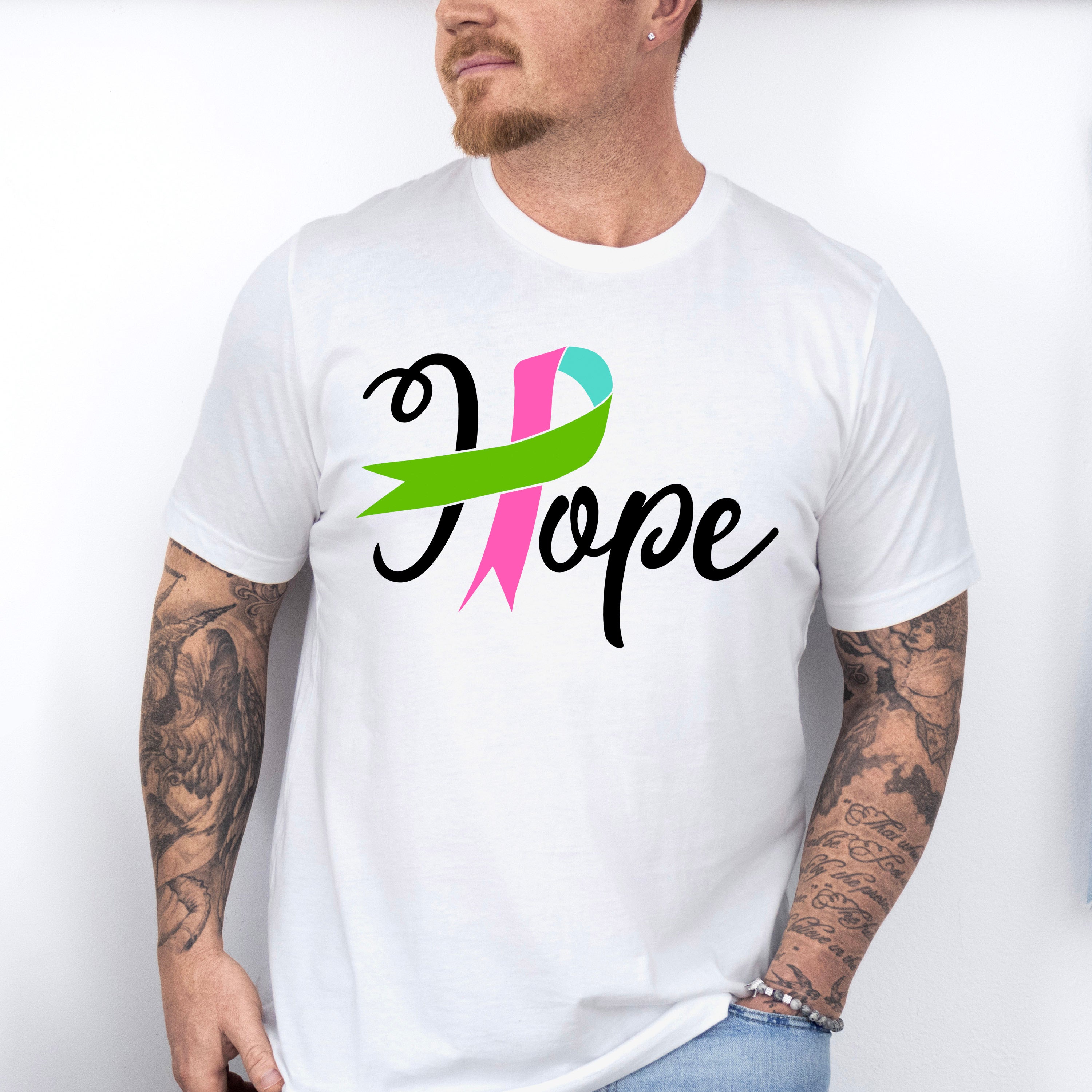 Hope Ribbon Design - Metastatic Breast Cancer Unisex Crewneck T-Shirt Sweatshirt Hoodie