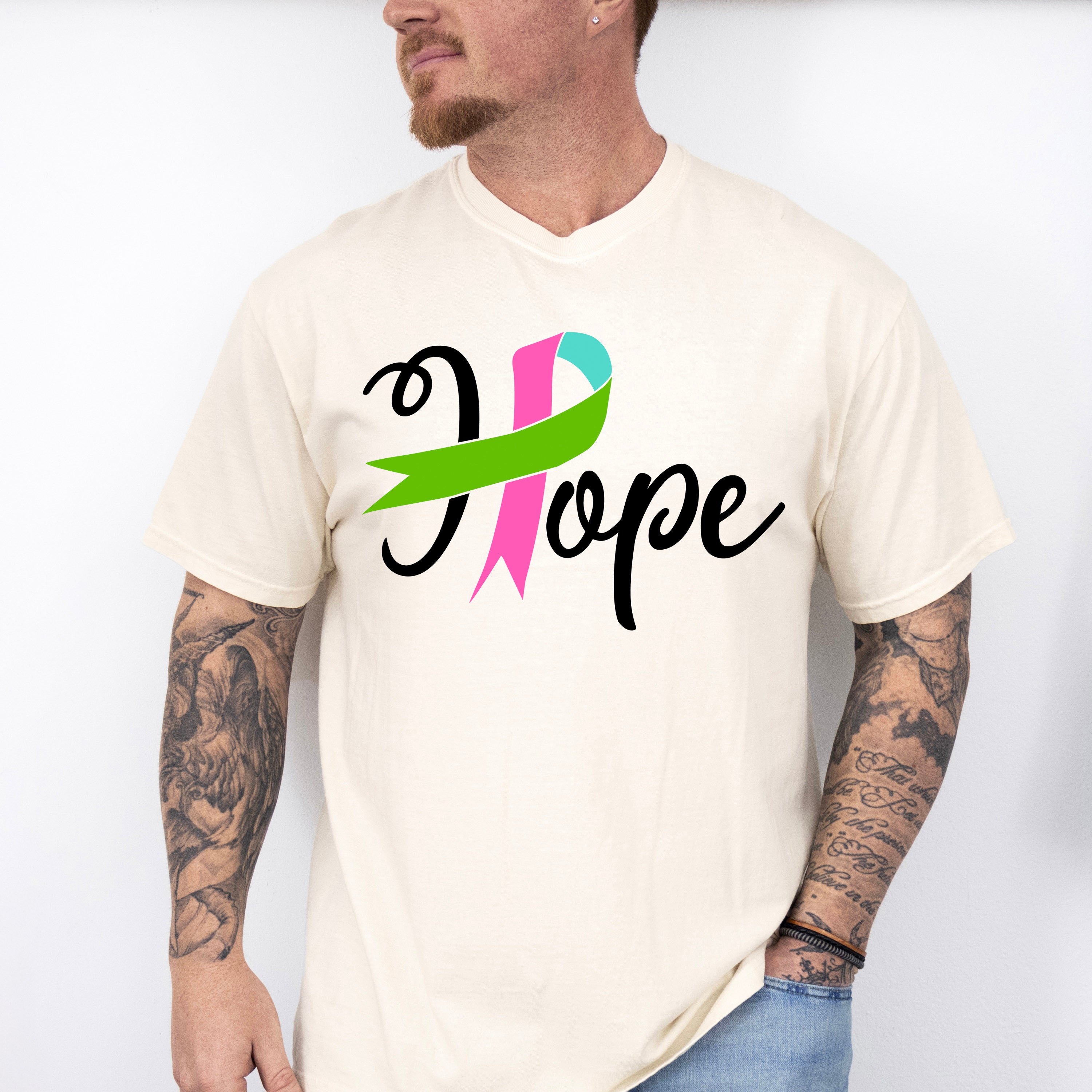 Hope Ribbon Design - Metastatic Breast Cancer Unisex Crewneck T-Shirt Sweatshirt Hoodie