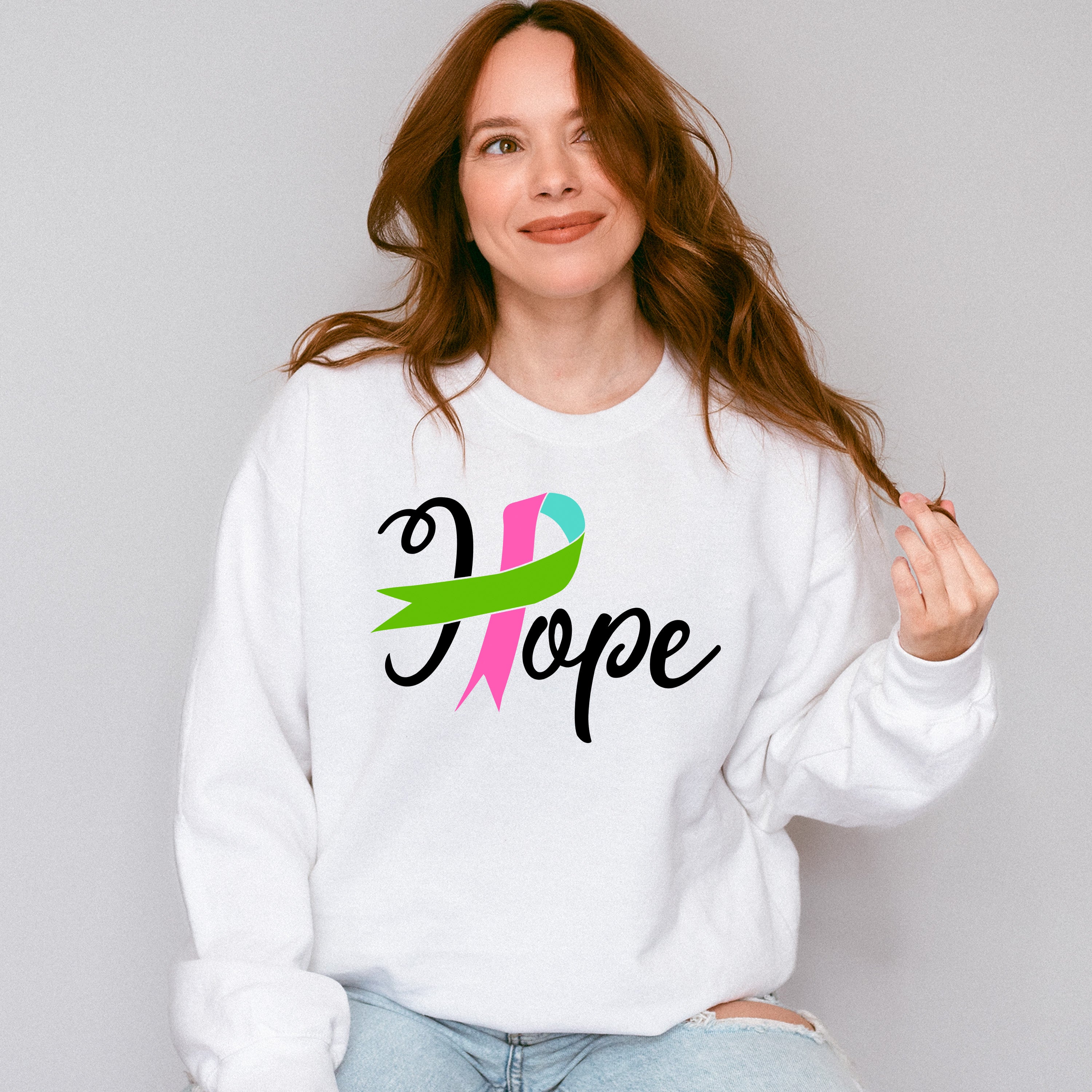 Hope Ribbon Design - Metastatic Breast Cancer Unisex Crewneck T-Shirt Sweatshirt Hoodie