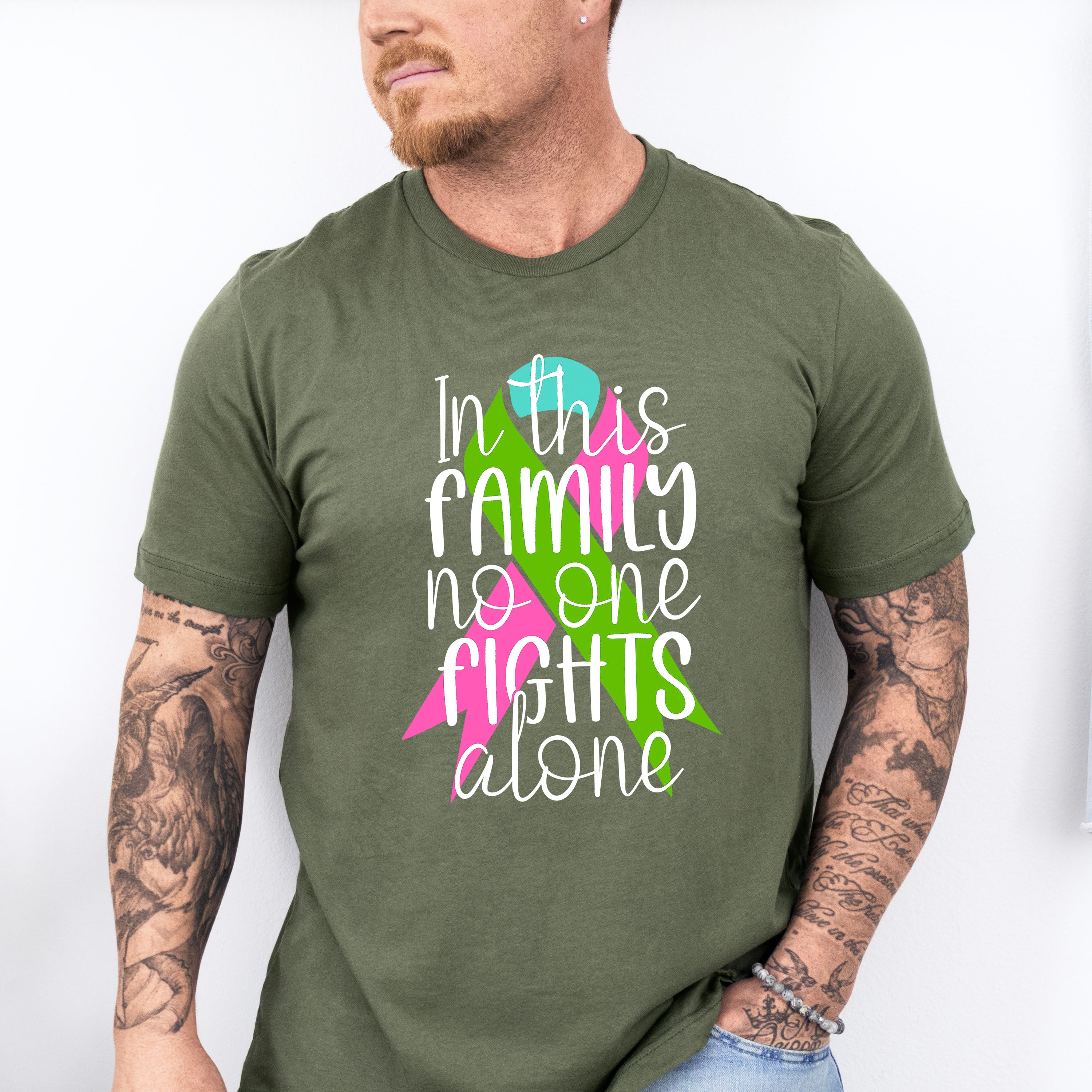 In This Family No One Fights Alone - Metastatic Breast Cancer Unisex Crewneck T-Shirt Sweatshirt Hoodie
