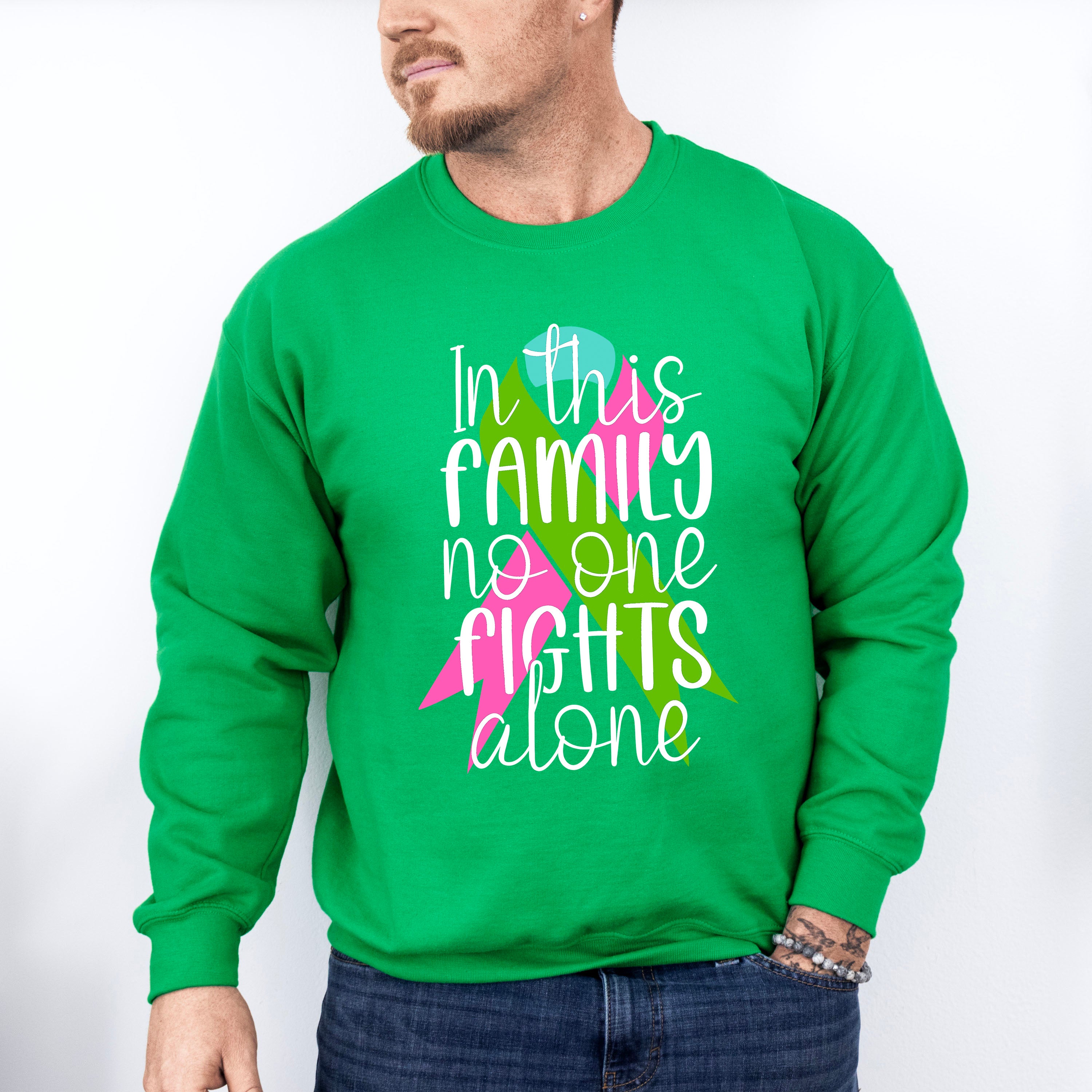 In This Family No One Fights Alone - Metastatic Breast Cancer Unisex Crewneck T-Shirt Sweatshirt Hoodie