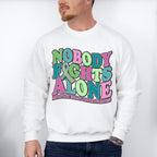 Nobody Fights Alone - Metastatic Breast Cancer Unisex Crewneck T-Shirt Sweatshirt Hoodie
