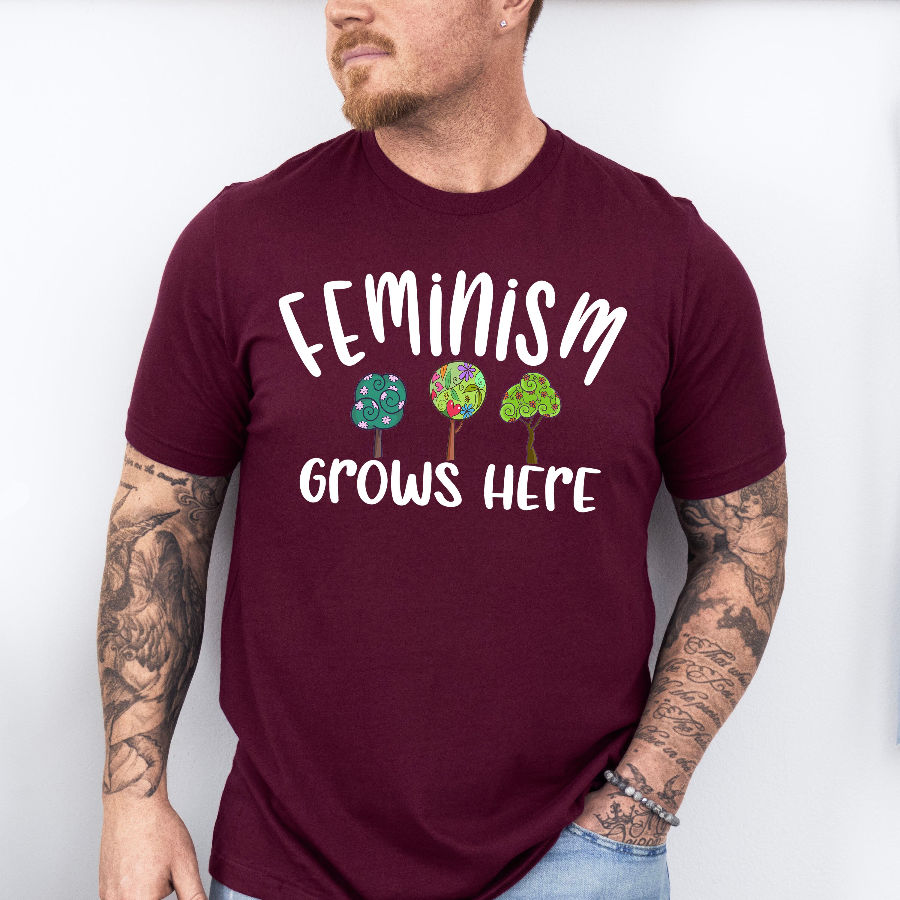 Feminism Grows Here - Feminism Theme Unisex Crewneck T-Shirt Sweatshirt Hoodie