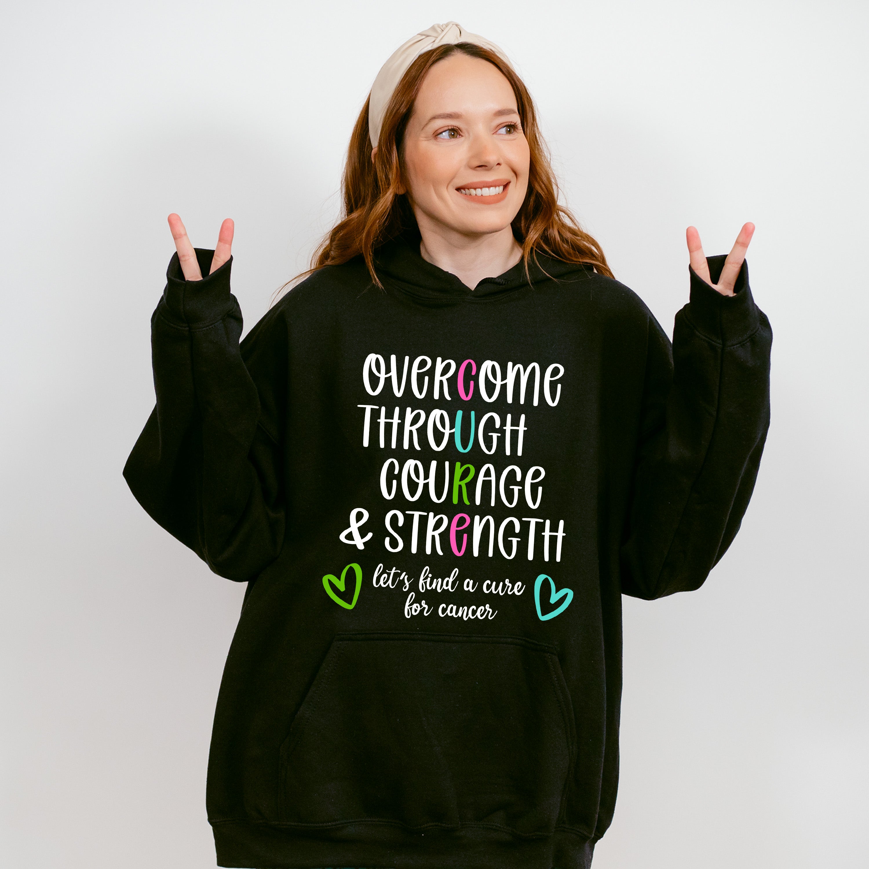 Overcome Through Courage And Strength - Metastatic Breast Cancer Unisex Crewneck T-Shirt Sweatshirt Hoodie