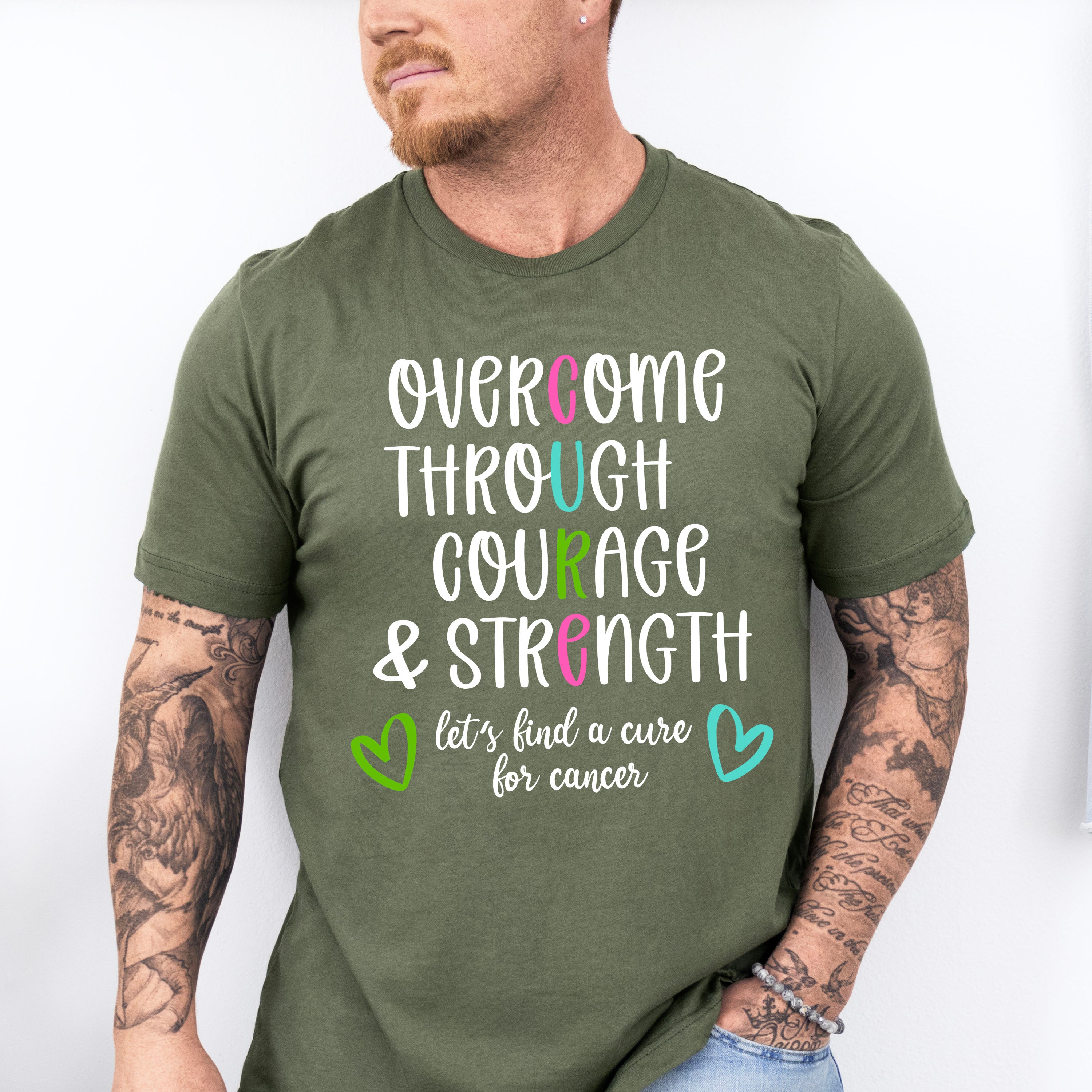 Overcome Through Courage And Strength - Metastatic Breast Cancer Unisex Crewneck T-Shirt Sweatshirt Hoodie