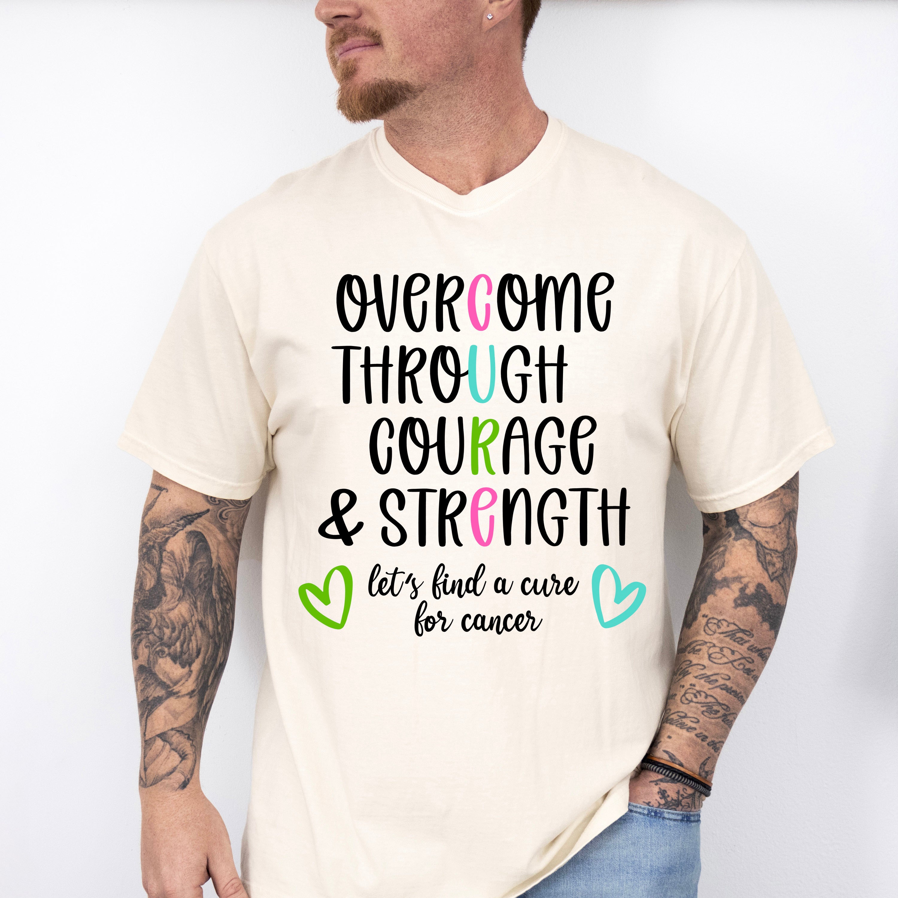 Overcome Through Courage And Strength - Metastatic Breast Cancer Unisex Crewneck T-Shirt Sweatshirt Hoodie