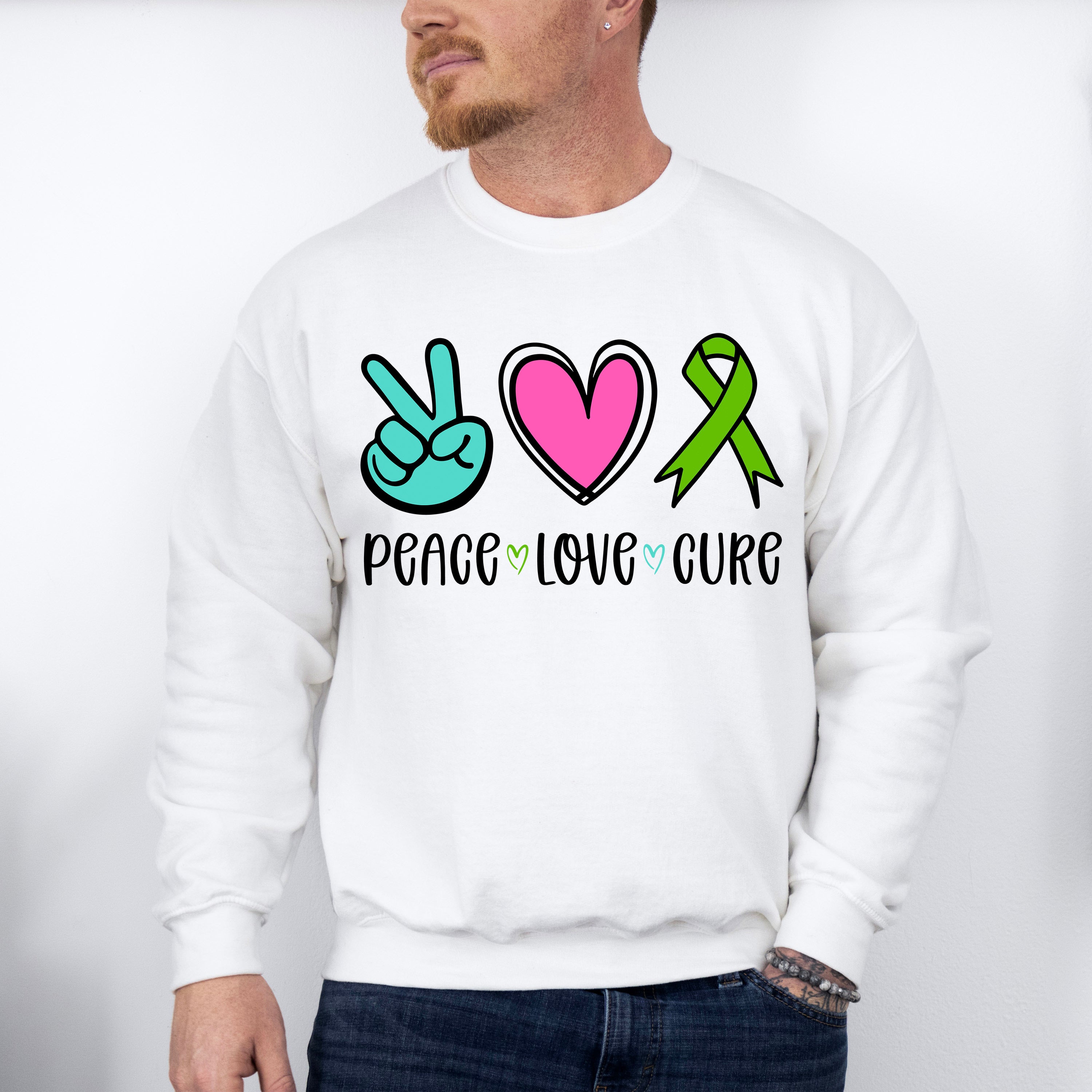 Peace Love Cure - Metastatic Breast Cancer Unisex Crewneck T-Shirt Sweatshirt Hoodie