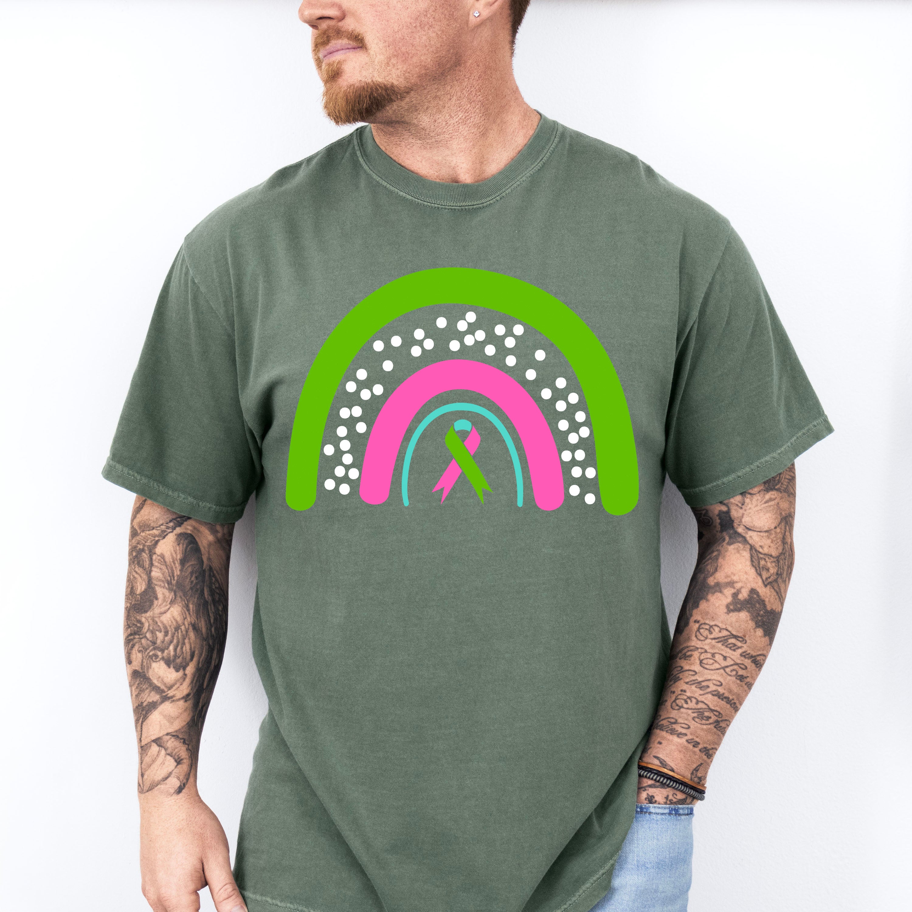 Rainbow Ribbon Design - Metastatic Breast Cancer Unisex Crewneck T-Shirt Sweatshirt Hoodie