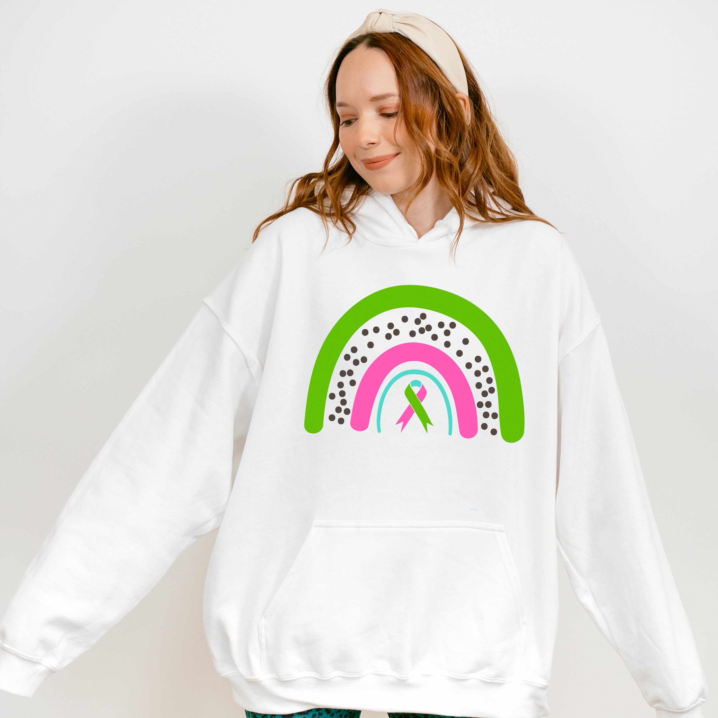 Rainbow Ribbon Design - Metastatic Breast Cancer Unisex Crewneck T-Shirt Sweatshirt Hoodie