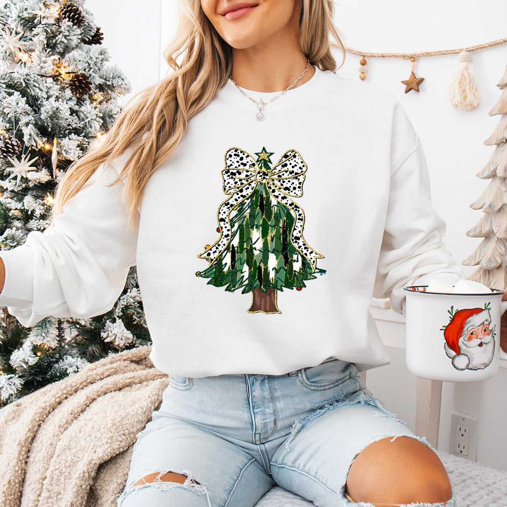 Christmas Tree White Ribbon - Christmas Unisex Crewneck T-Shirt Sweatshirt Hoodie