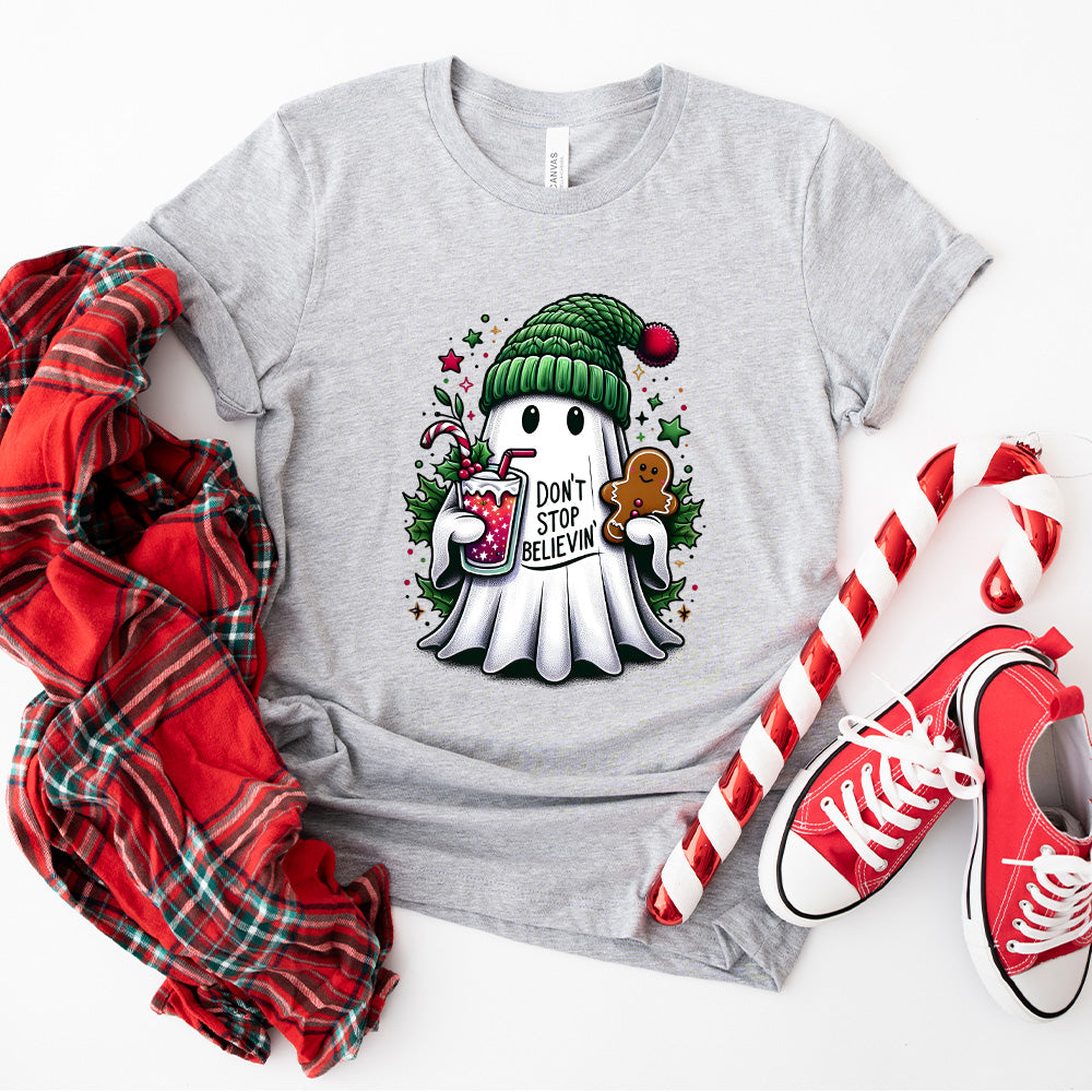 Don't Stop Believin' Ghost - Christmas Unisex Crewneck T-Shirt Sweatshirt Hoodie