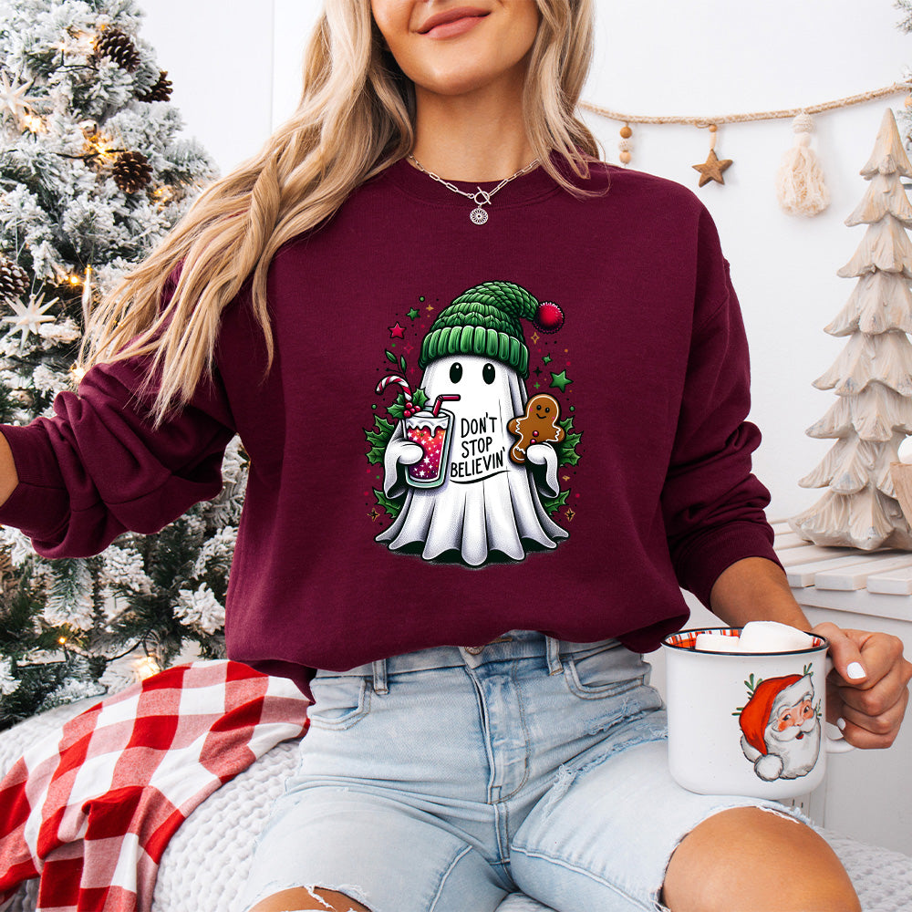Don't Stop Believin' Ghost - Christmas Unisex Crewneck T-Shirt Sweatshirt Hoodie