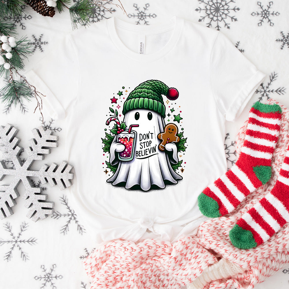 Don't Stop Believin' Ghost - Christmas Unisex Crewneck T-Shirt Sweatshirt Hoodie