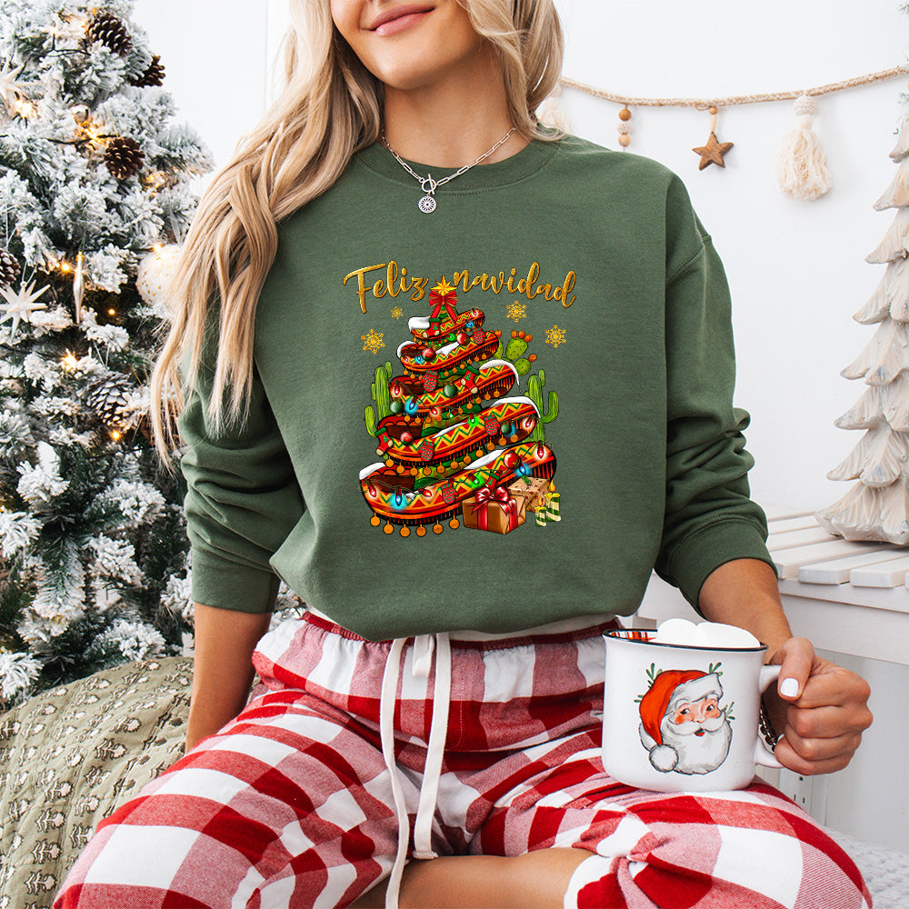 Feliz Navidad Cactus Design - Christmas Unisex Crewneck T-Shirt Sweatshirt Hoodie