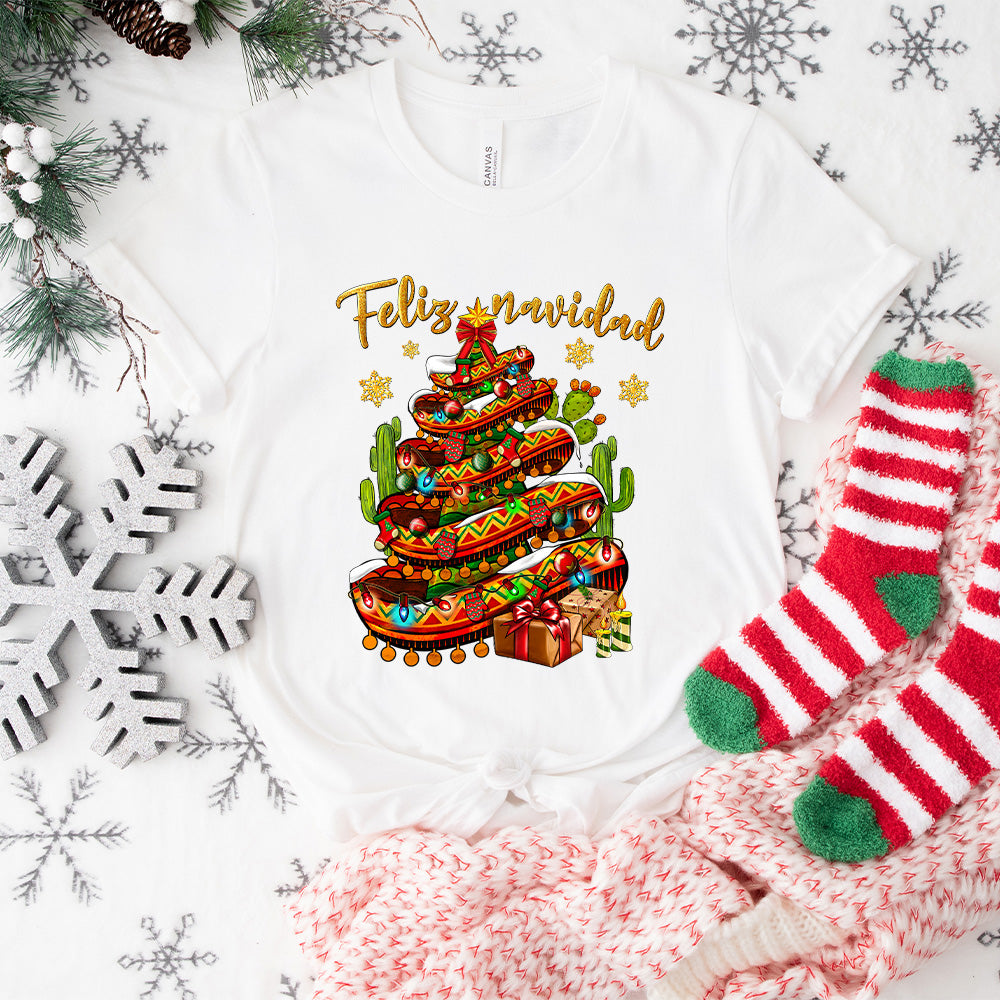 Feliz Navidad Cactus Design - Christmas Unisex Crewneck T-Shirt Sweatshirt Hoodie
