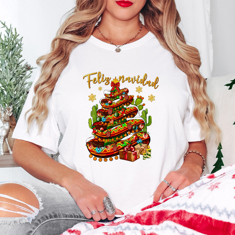 Feliz Navidad Cactus Design - Christmas Unisex Crewneck T-Shirt Sweatshirt Hoodie