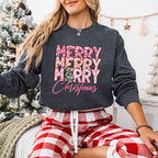 Merry Merry Christmas Pink Design - Christmas Unisex Crewneck T-Shirt Sweatshirt Hoodie
