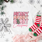 Merry Merry Christmas Pink Design - Christmas Unisex Crewneck T-Shirt Sweatshirt Hoodie