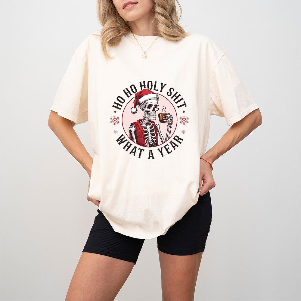 Skeleton What A Year - Christmas Unisex Crewneck T-Shirt Sweatshirt Hoodie