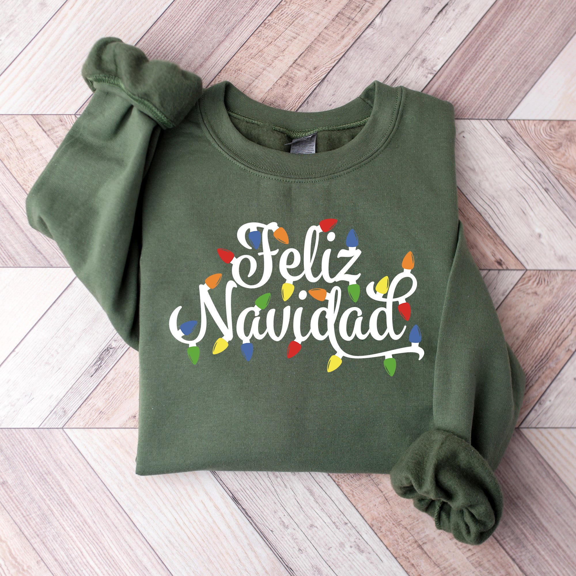 Feliz Navidad Colorful Lights - Christmas Unisex Crewneck T-Shirt Sweatshirt Hoodie