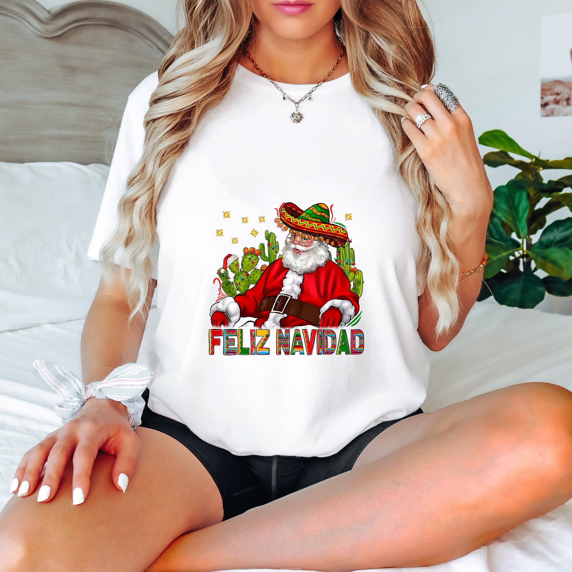 Feliz Navidad Santa Hat - Christmas Unisex Crewneck T-Shirt Sweatshirt Hoodie