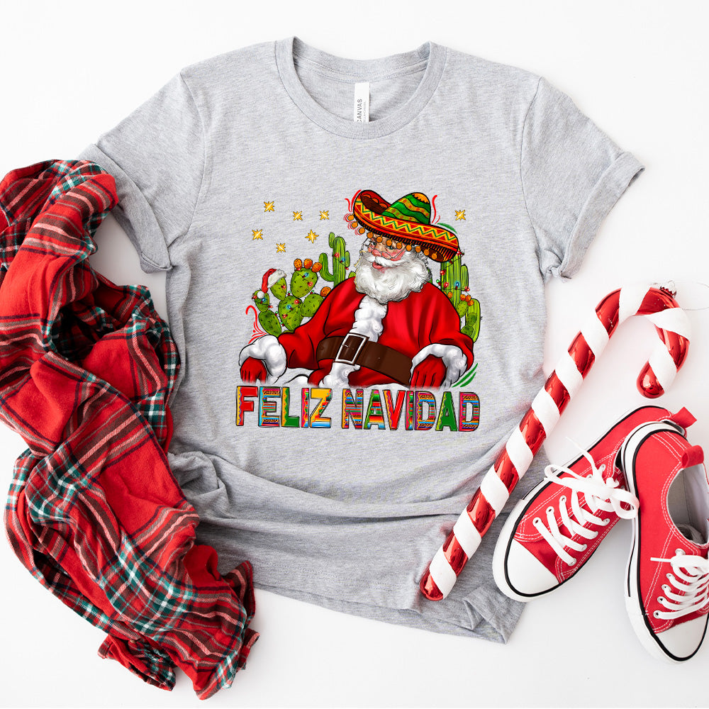 Feliz Navidad Santa Hat - Christmas Unisex Crewneck T-Shirt Sweatshirt Hoodie