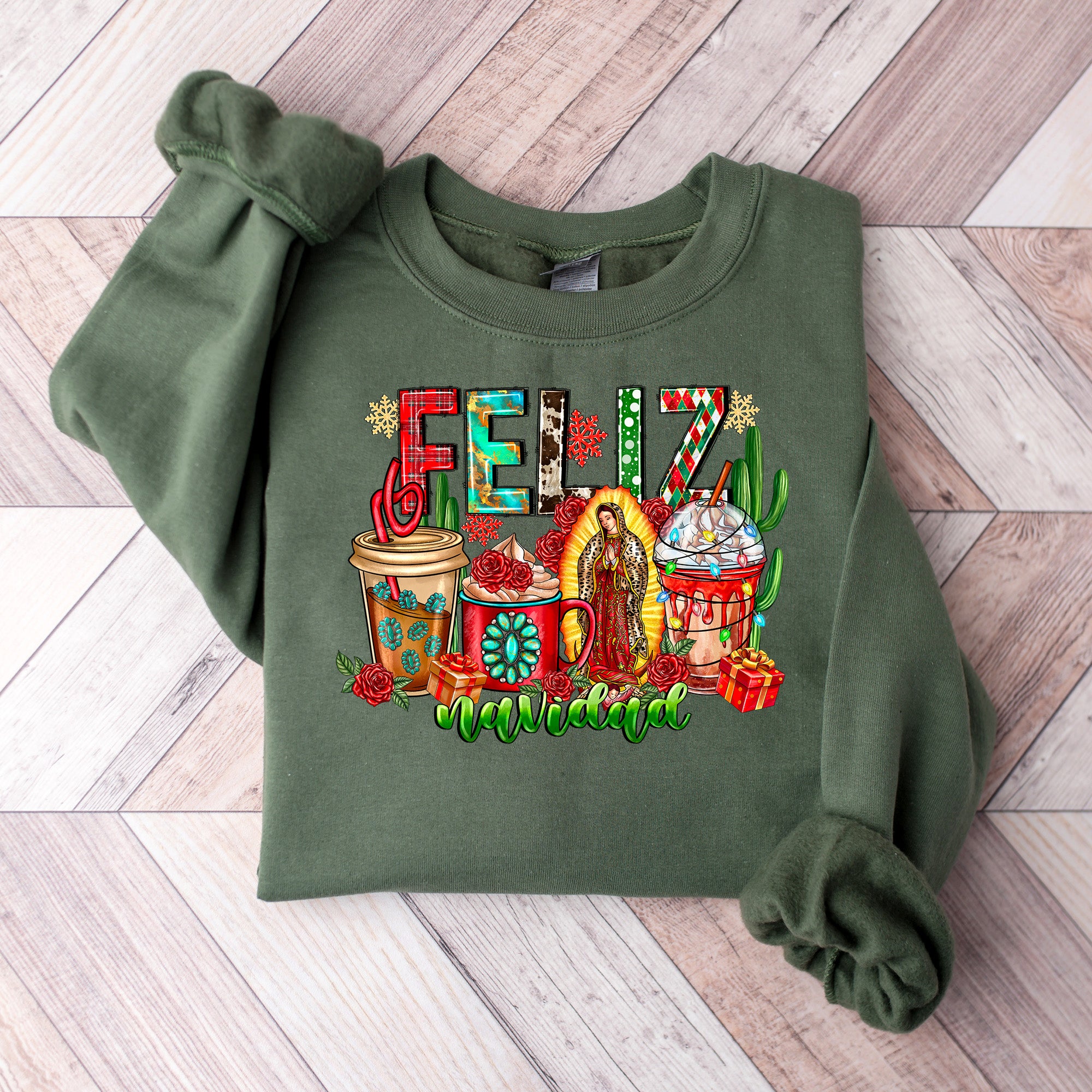 Feliz Navidad Mary Design - Christmas Unisex Crewneck T-Shirt Sweatshirt Hoodie