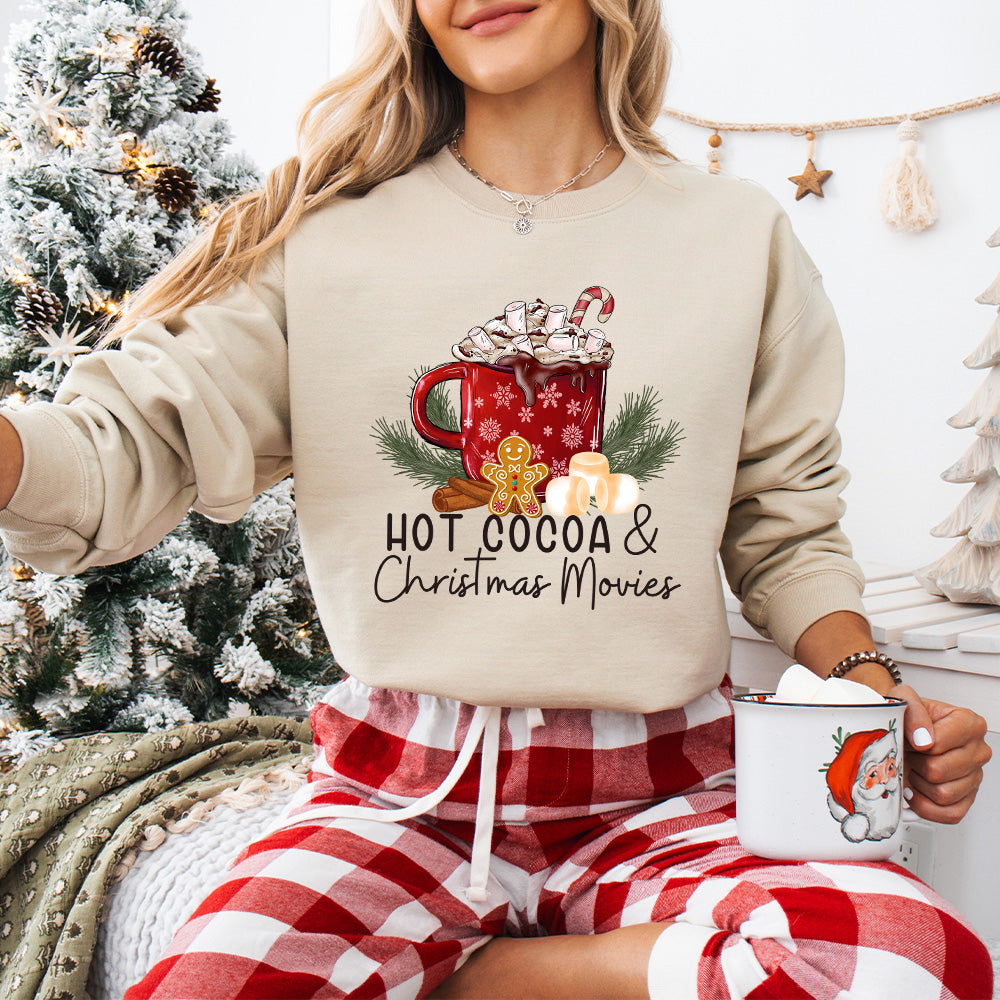 Hot Cocoa And Christmas Movies - Christmas Unisex Crewneck T-Shirt Sweatshirt Hoodie