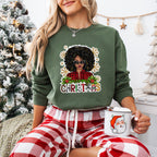 Merry Christmas Afro Girl - Christmas Unisex Crewneck T-Shirt Sweatshirt Hoodie