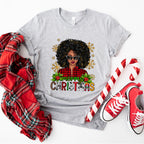 Merry Christmas Afro Girl - Christmas Unisex Crewneck T-Shirt Sweatshirt Hoodie