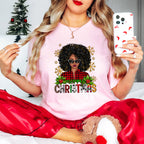 Merry Christmas Afro Girl - Christmas Unisex Crewneck T-Shirt Sweatshirt Hoodie