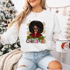 Merry Christmas Afro Girl - Christmas Unisex Crewneck T-Shirt Sweatshirt Hoodie