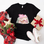 Pink Train Santa And Reindeer - Christmas Unisex Crewneck T-Shirt Sweatshirt Hoodie