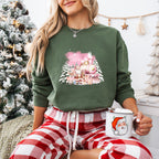 Pink Train Santa And Reindeer - Christmas Unisex Crewneck T-Shirt Sweatshirt Hoodie