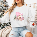 Pink Train Santa And Reindeer - Christmas Unisex Crewneck T-Shirt Sweatshirt Hoodie